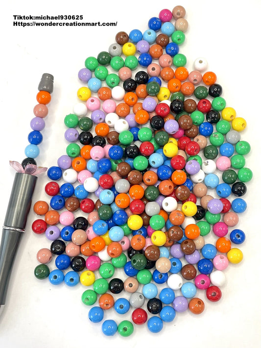 Multicolor Round Acrylic Spacers Beads,Random Mix,8mm