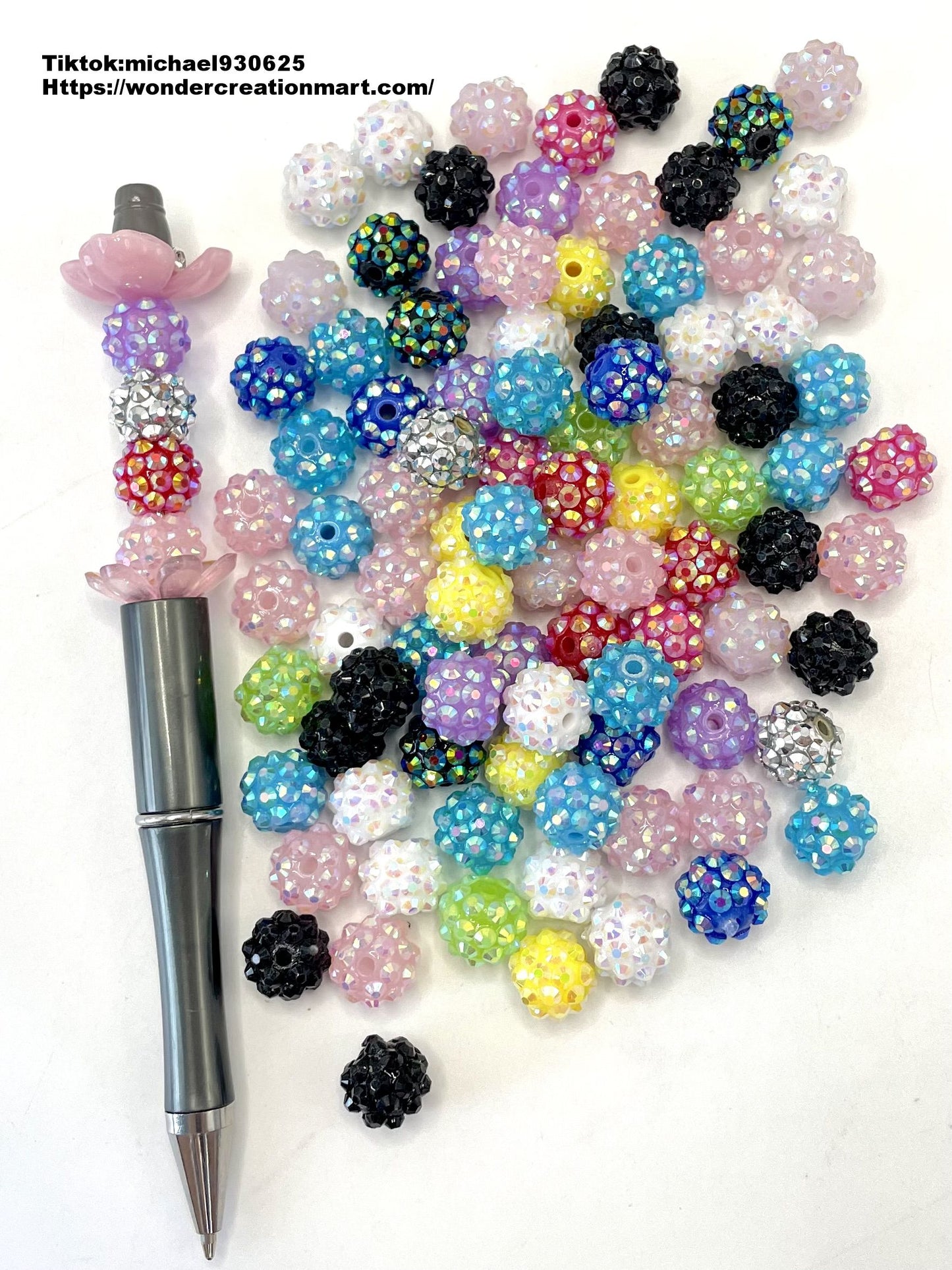 Multi-colored Rhinestones Beads,Random Mix,12mm