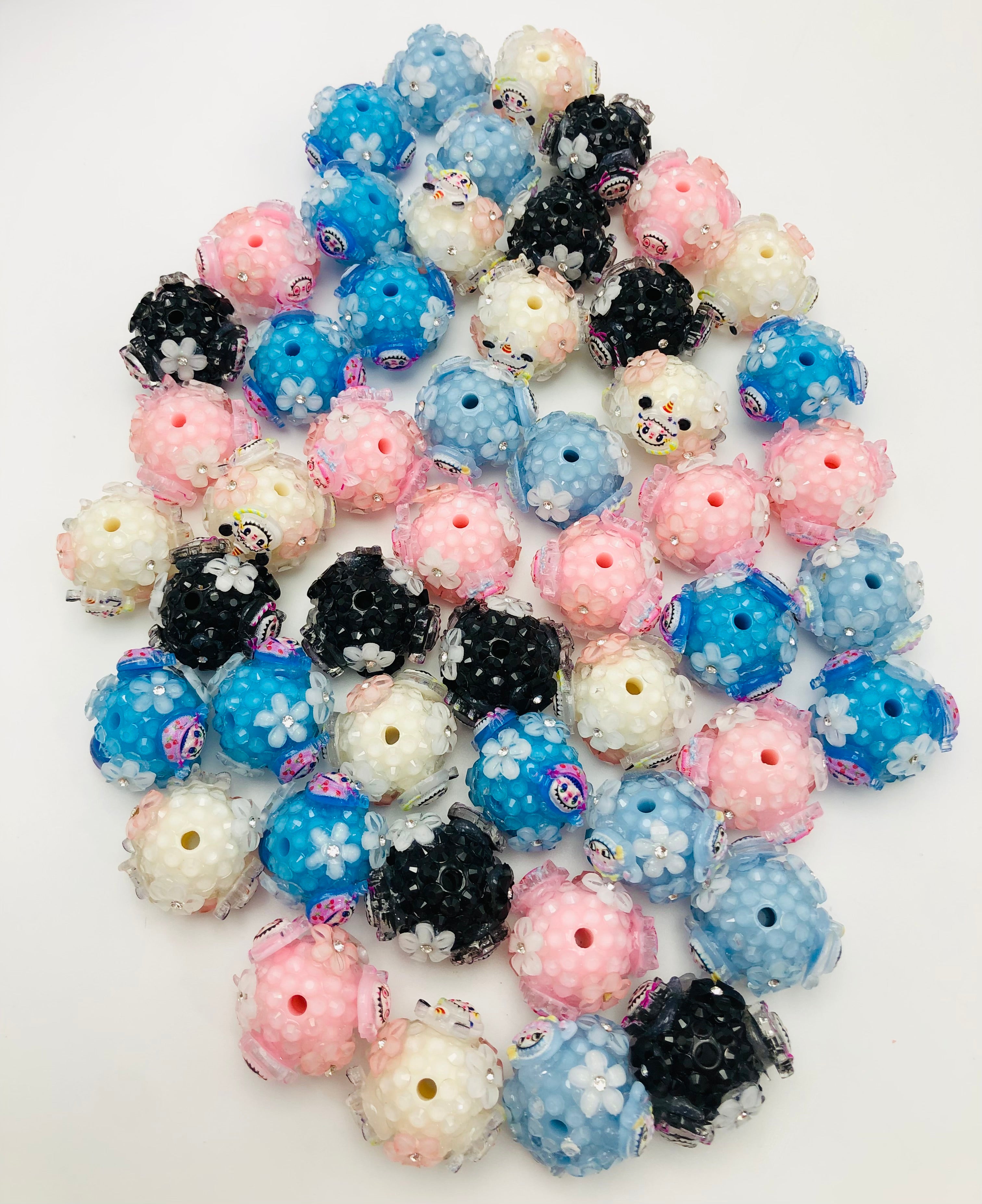 Beaded Rag Labubu Rhinestone Bead LABUBU colorful Random Mix 23mm β Wonder Life Mart