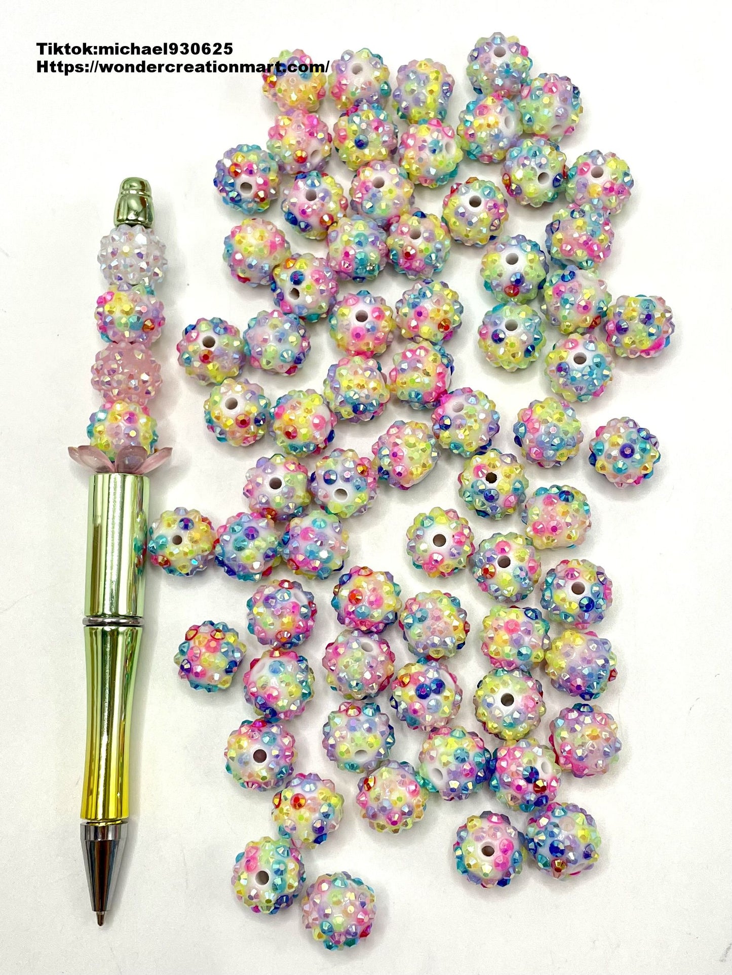 Multi-colored Rhinestones Beads,Random Mix,14mm (Optional Color)