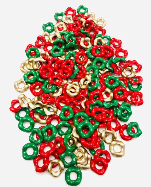 Christmas Glossy Wave Shape Acrylic Spacer Beads And Solid Color,Random Mix,15mm