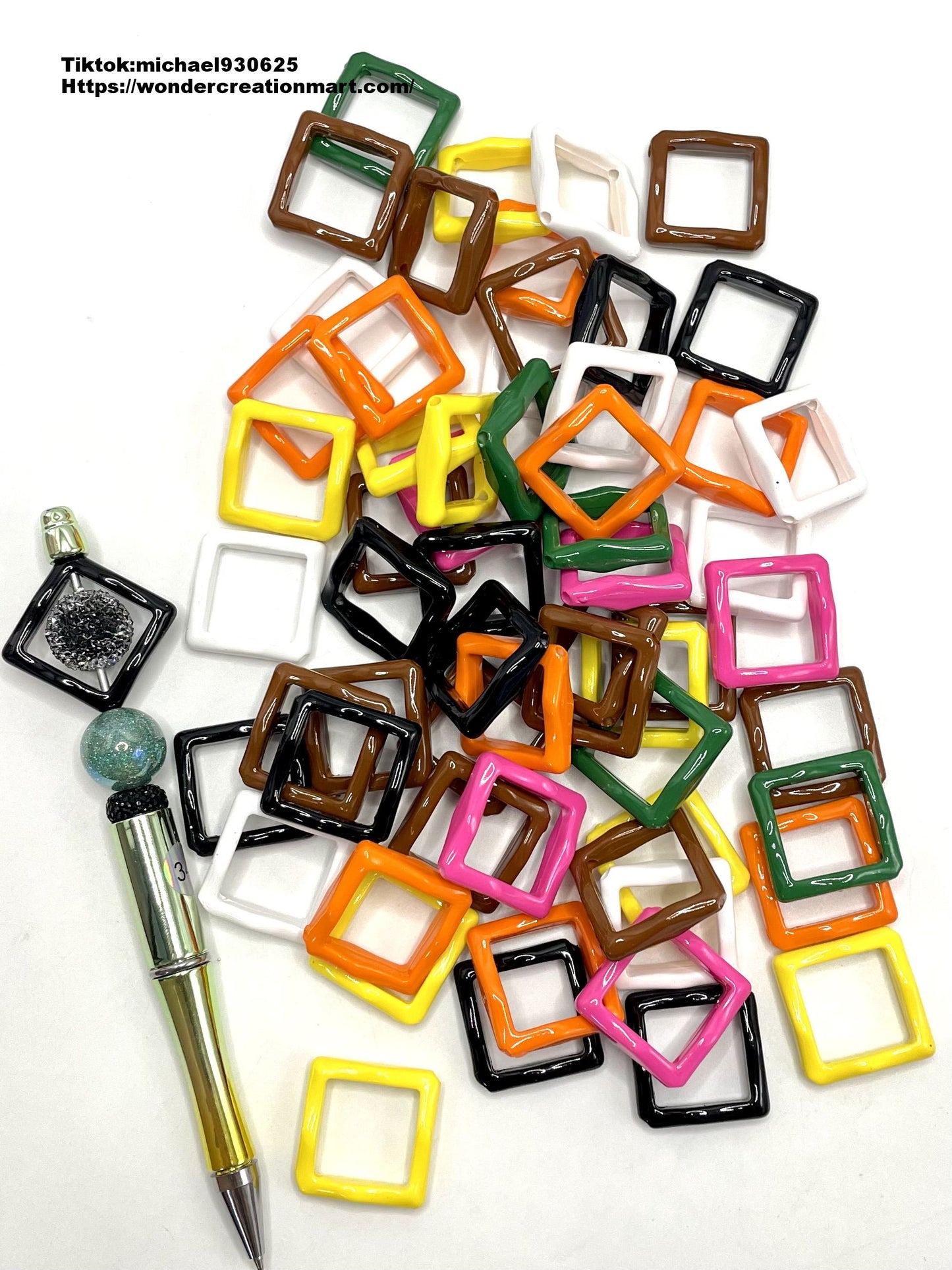 Square Multicolor Hollow Acrylic Frame,Random Mix,25mm