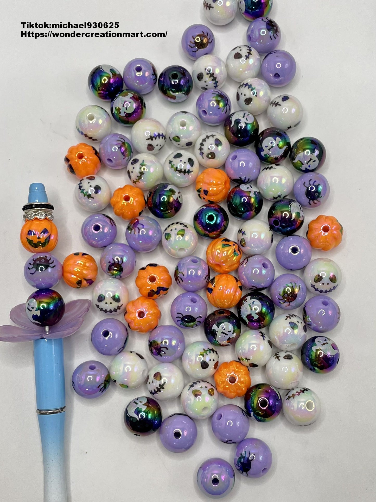 Halloween Horror Series & pumpkin Acrylic Beads,Random Mix,16mm