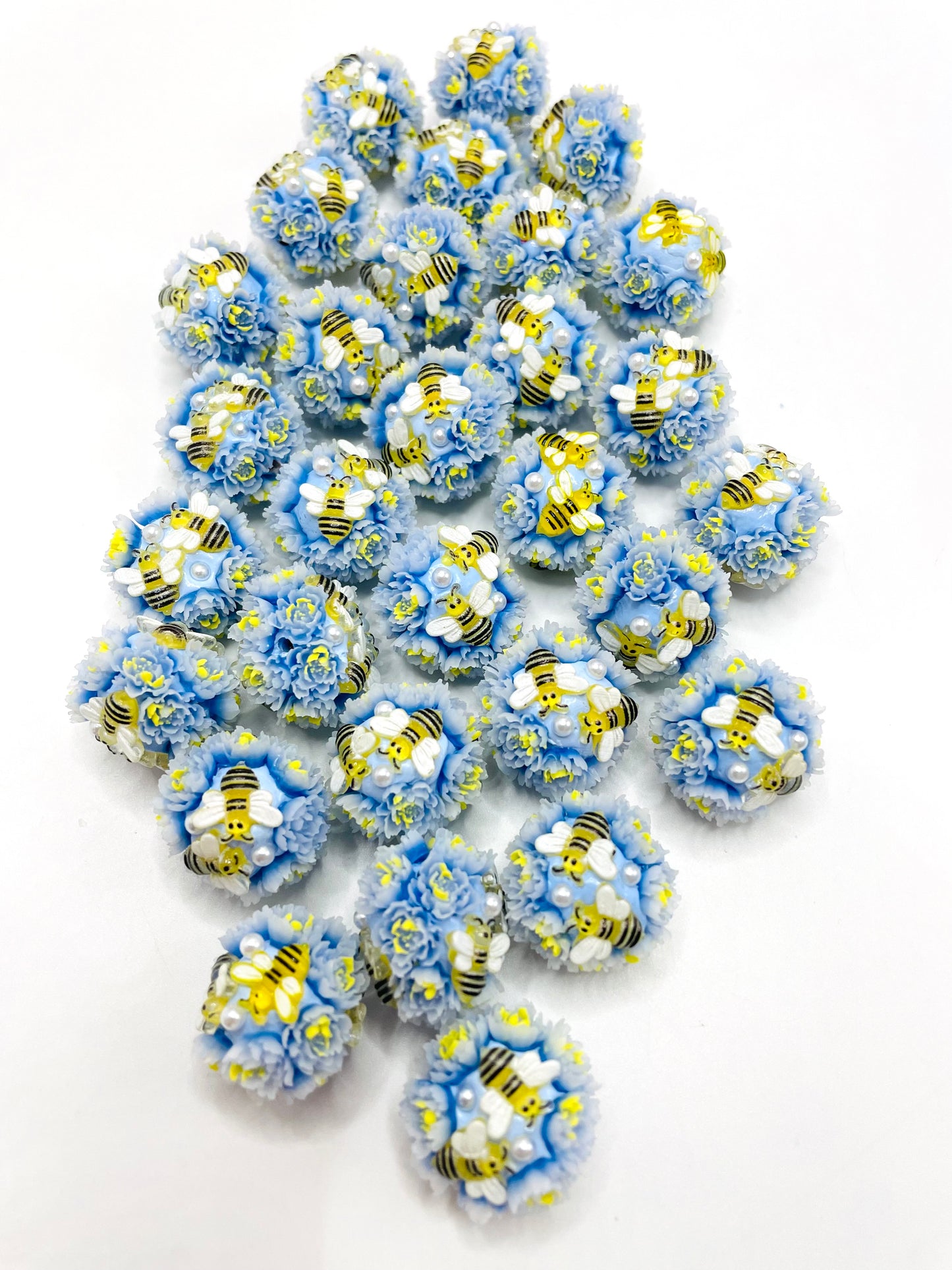 Flower Beads Bees with rose Colorful bead Random Mix 21mm Fancy-482