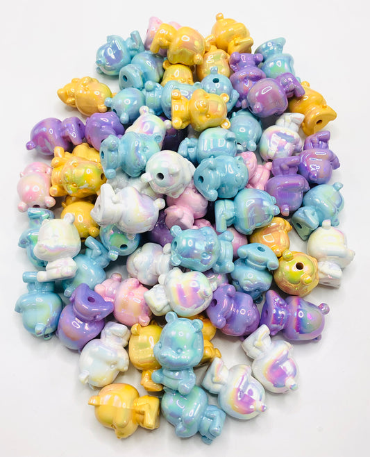 acrylic Teddy bear Multicolor bear beads 17mm