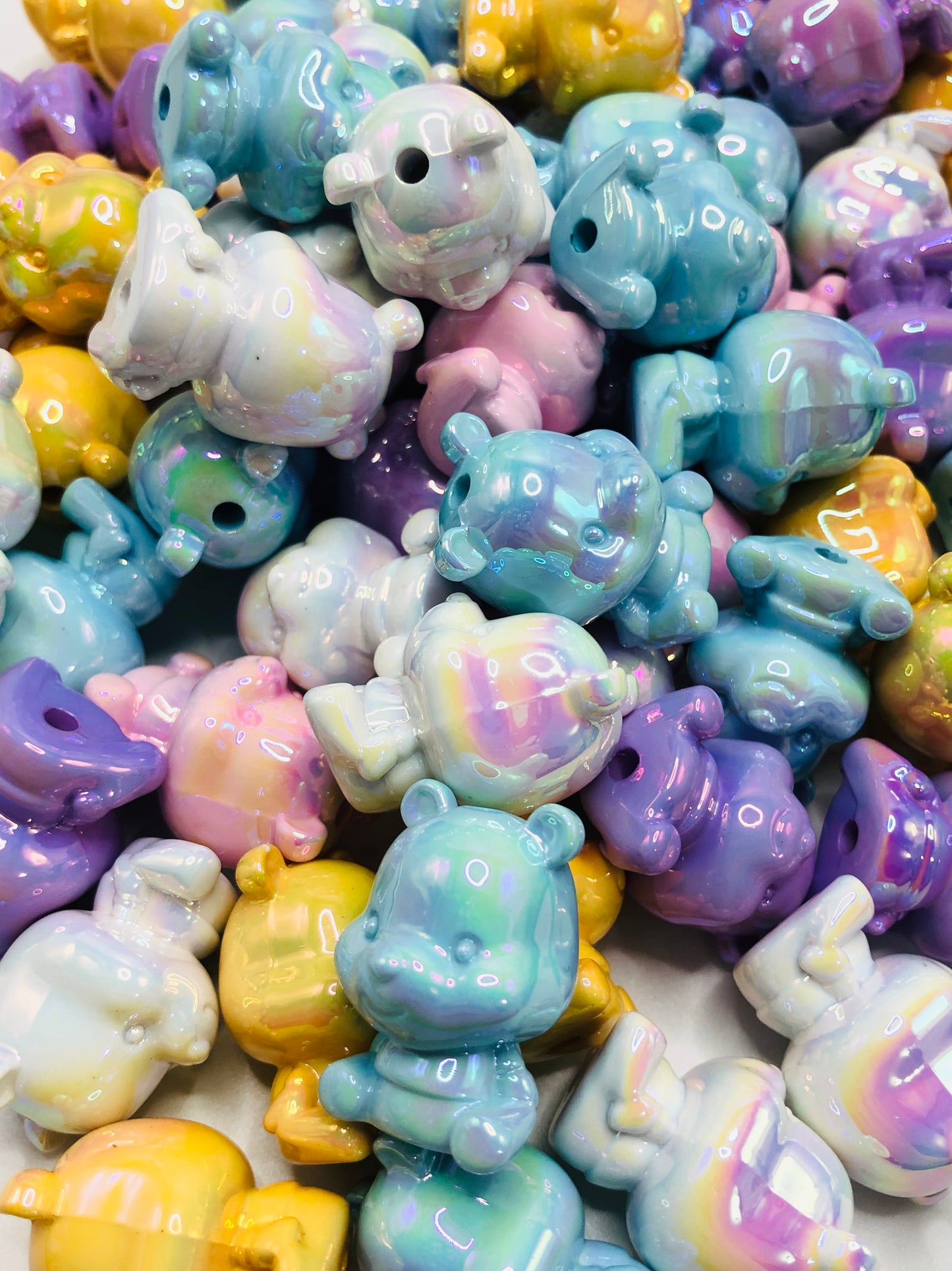 acrylic Teddy bear Multicolor bear beads 17mm