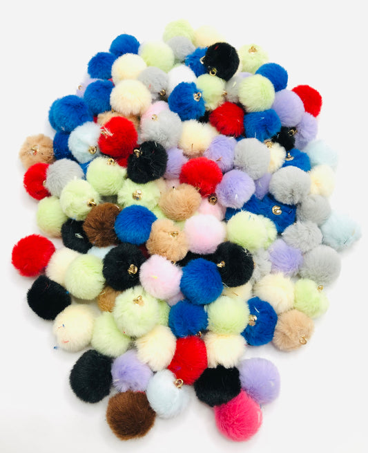 Fuzzy bead downy String of beads pendant Colorful furry pendants Random Mix 16mm