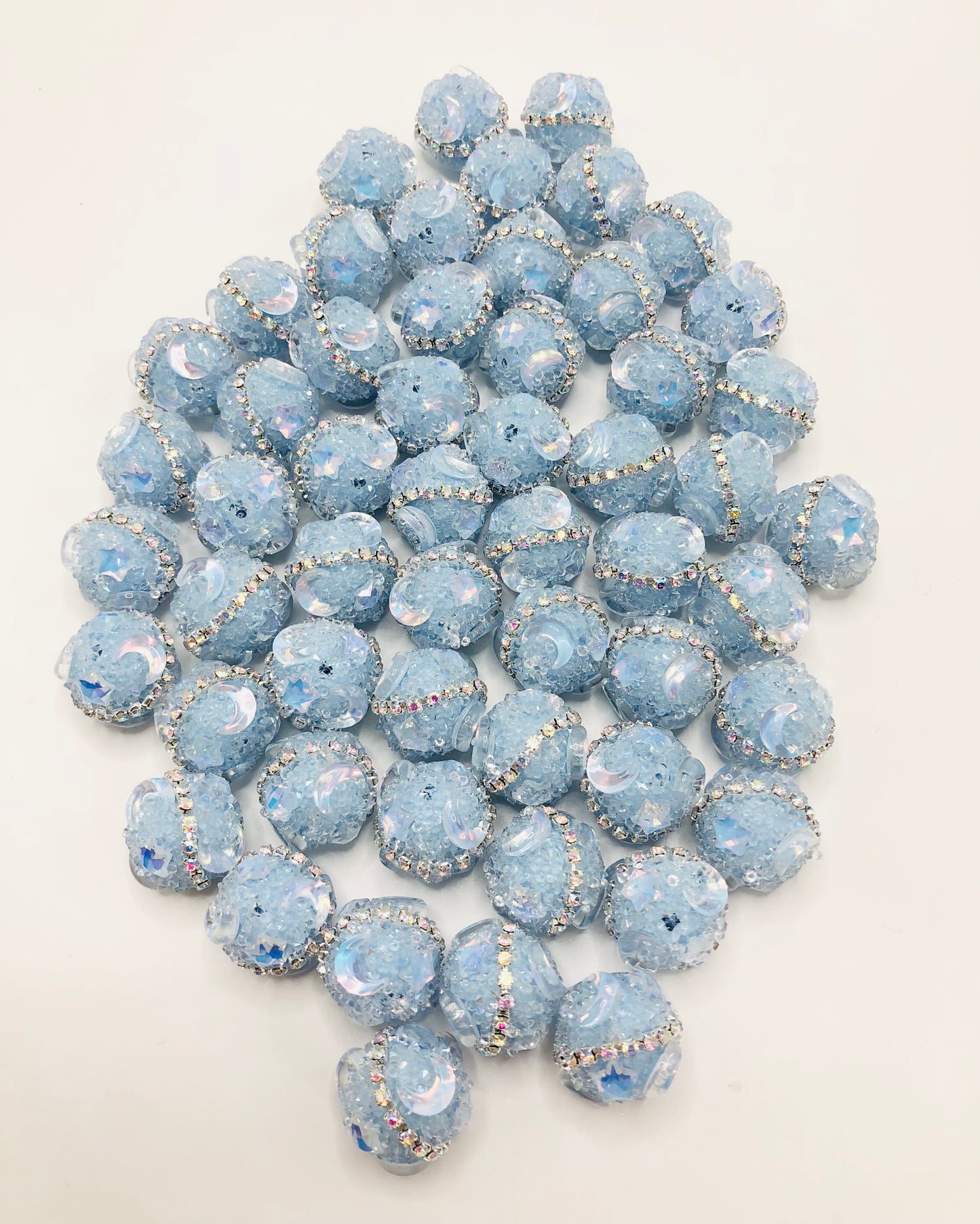 Sugar beads Moon and stars Chain Acrylic bead Random Mix  17mm Fancy-319