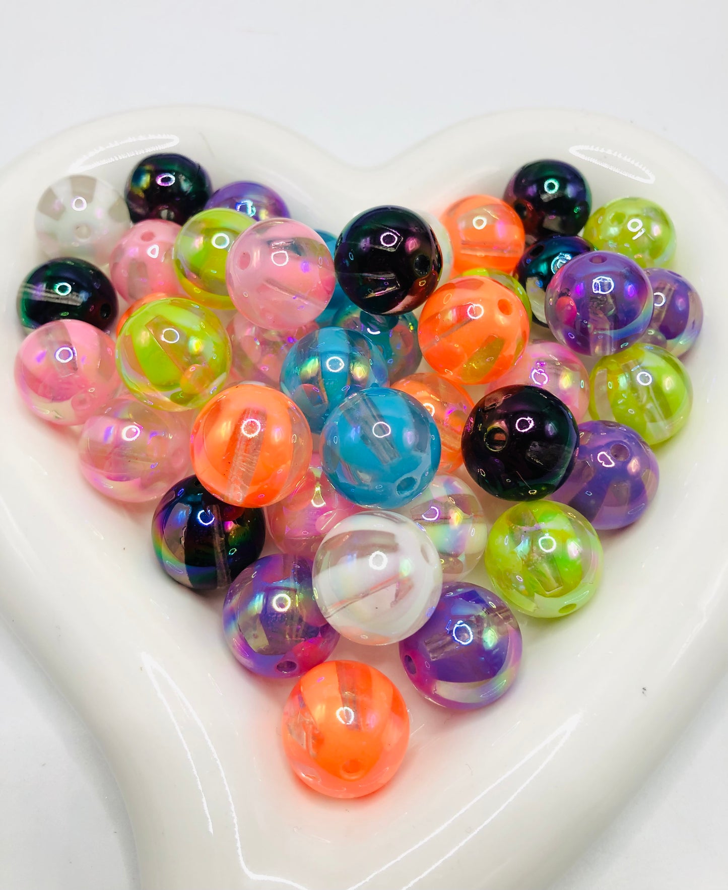 Transparent color uv Acrylic Colored Pumpkin Round Beads,16mm Random Mix