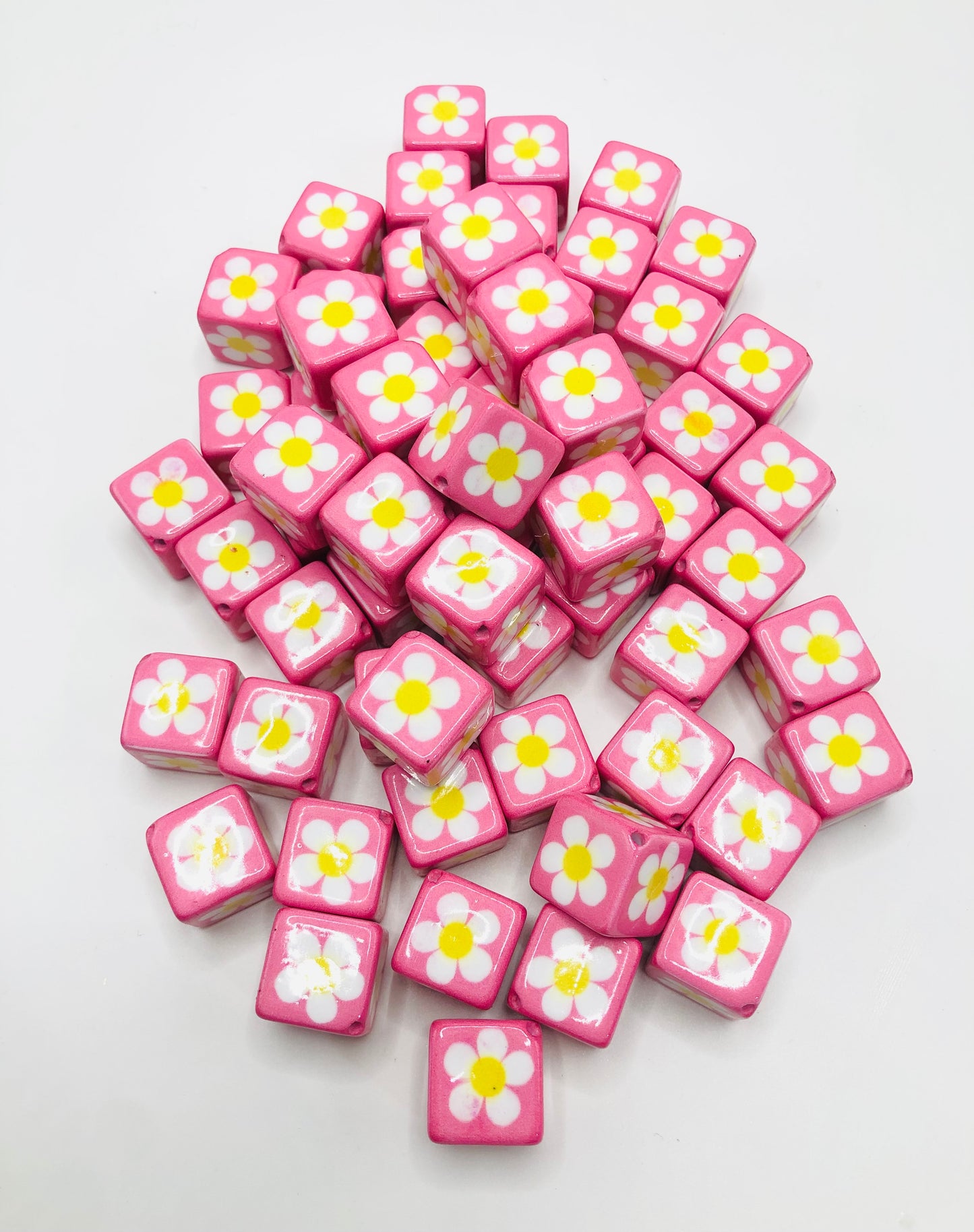 acrylic Flower bead Square bead 20mm Random Mix