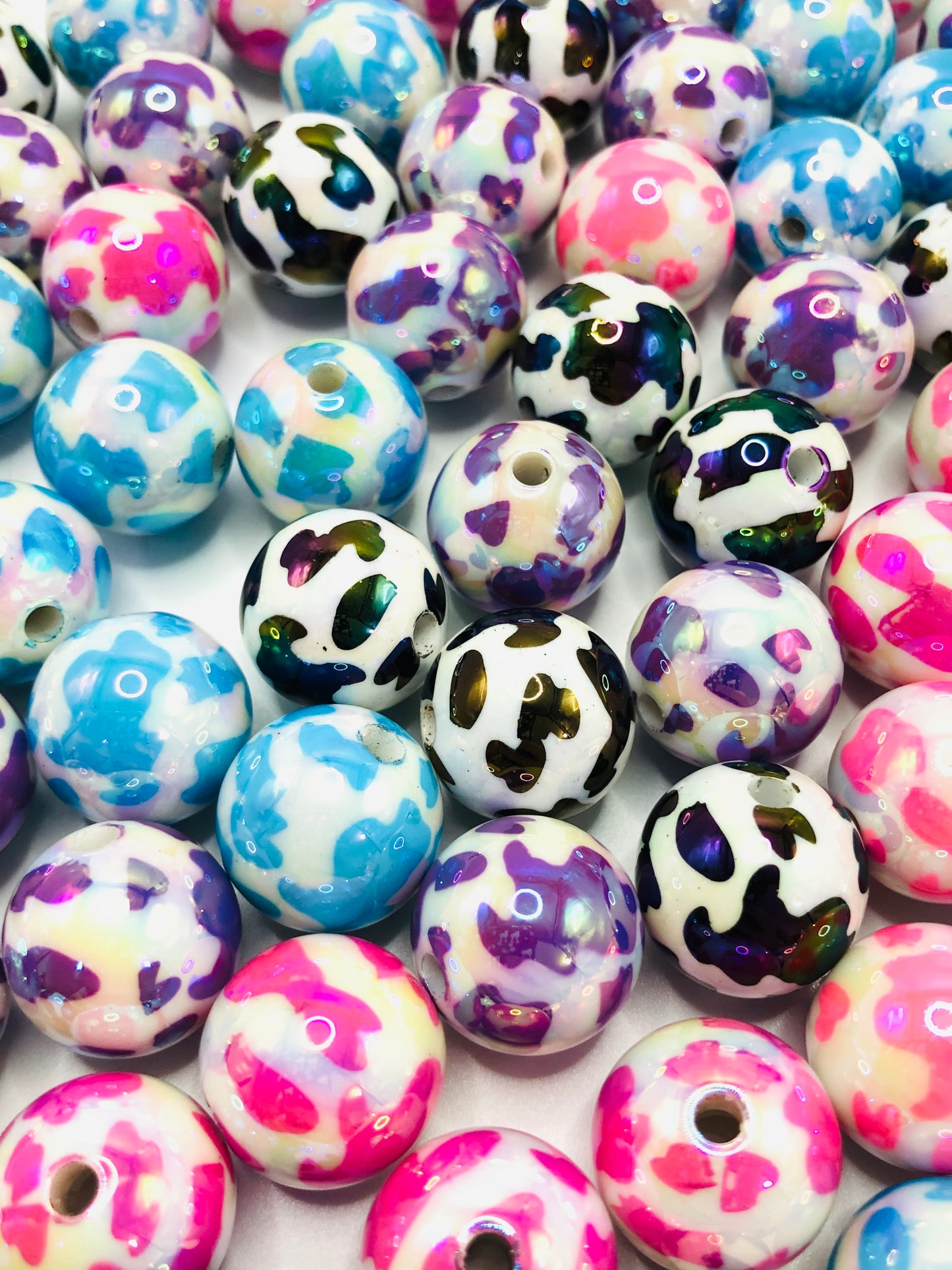 Acrylic bead Leopard bead colorful UV Bead 16mm Random Mix