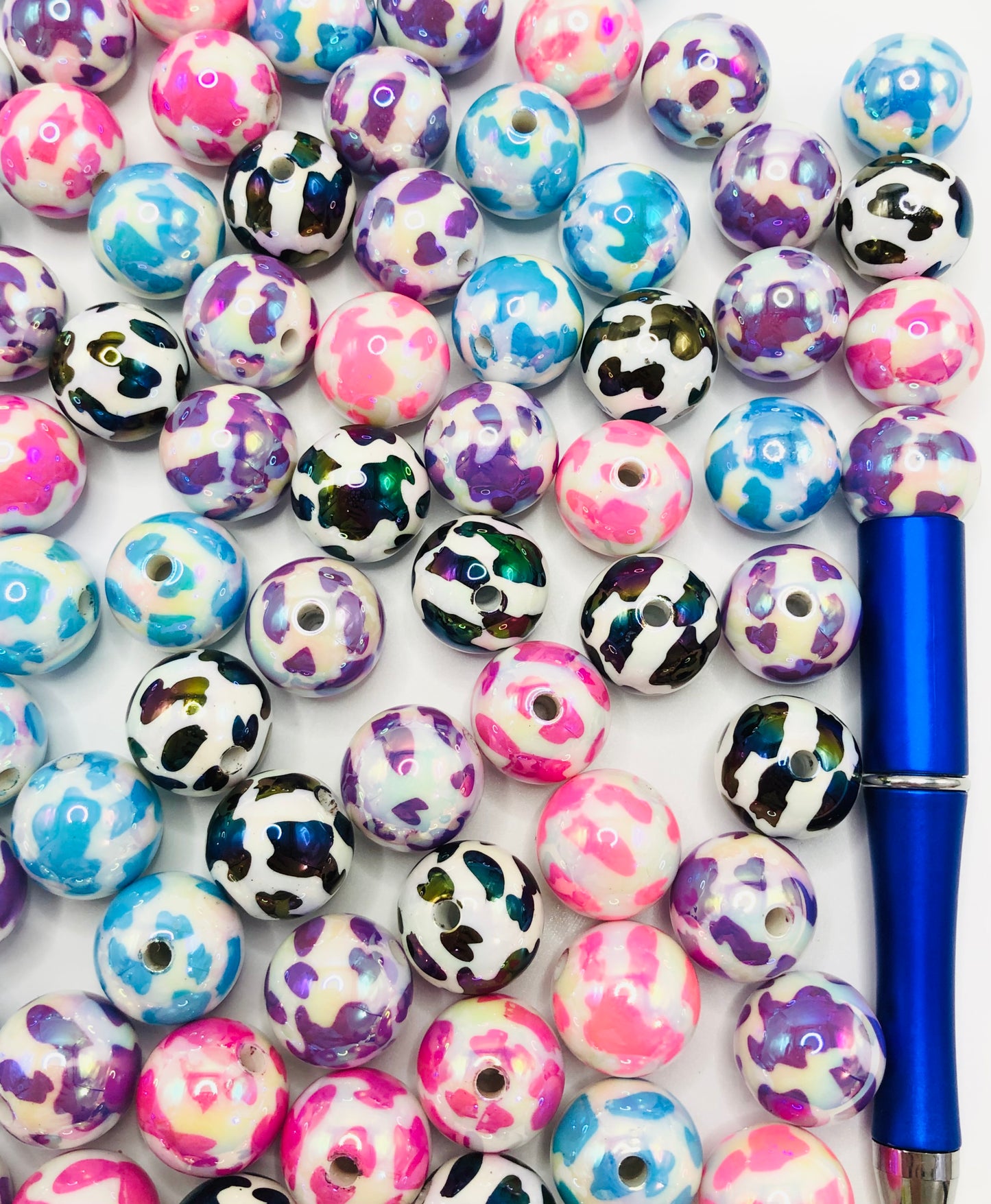 Acrylic bead Leopard bead colorful UV Bead 16mm Random Mix