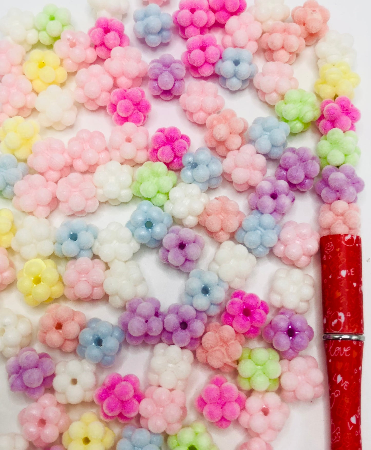 acrylic Fuzzy bubble Pearl Bead 14mm Random Mix