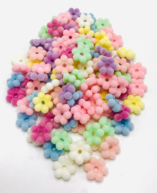 Pearl Spacer Solid Color Flower Spacer Fuzzy Beads,Random Mix,20mm