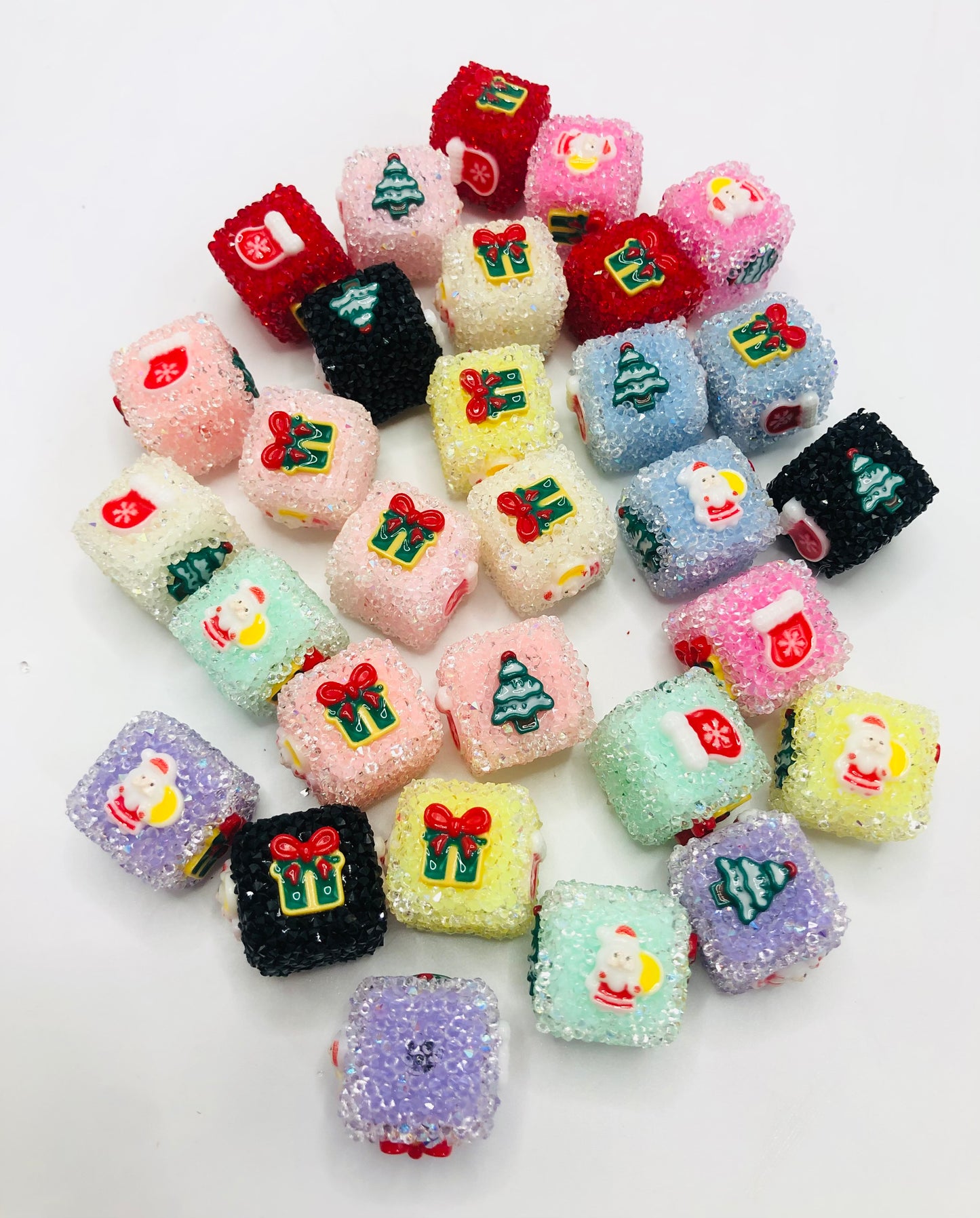 square Sugar beads Christmas collection colorful 20mm Random Mix