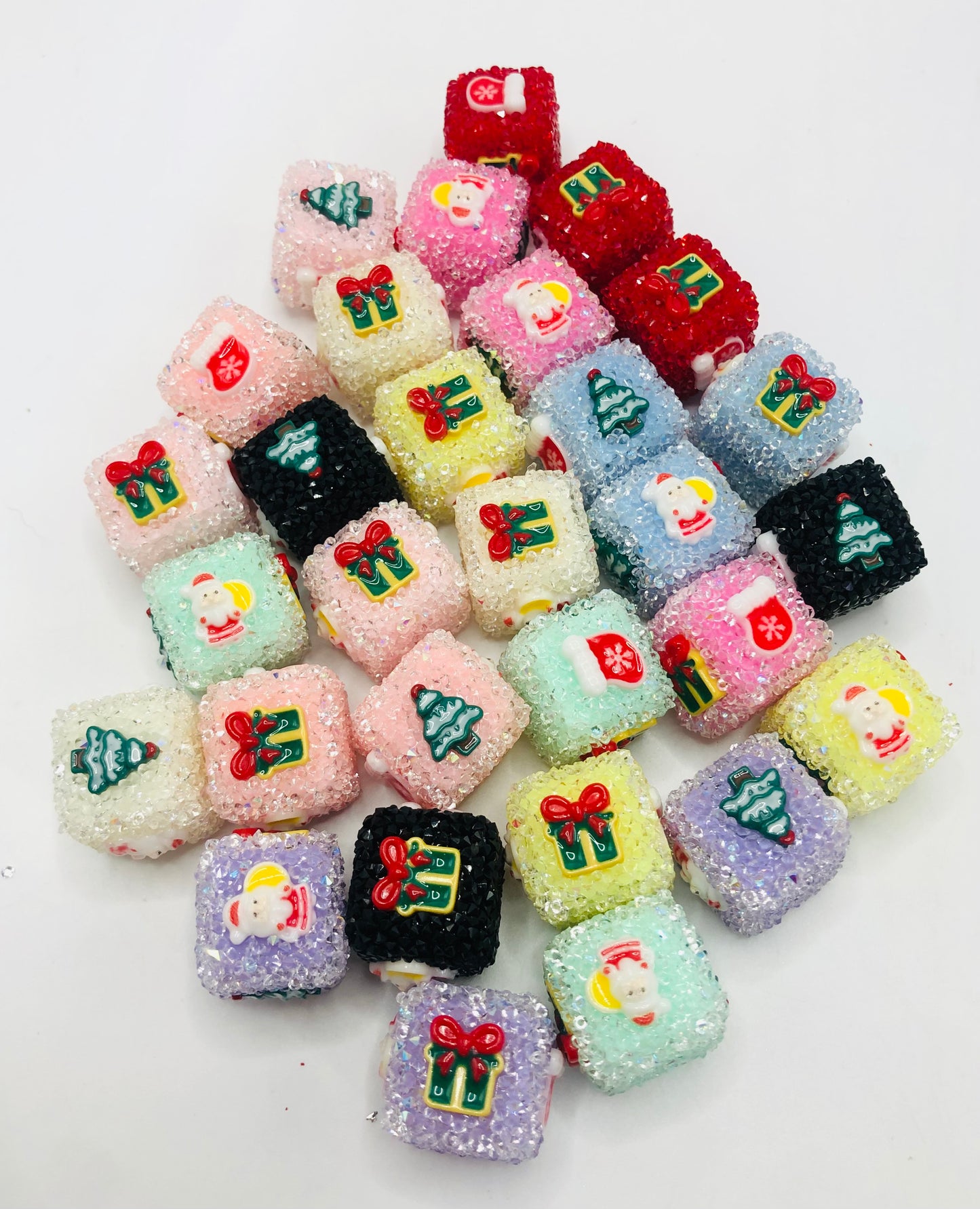 square Sugar beads Christmas collection colorful 20mm Random Mix