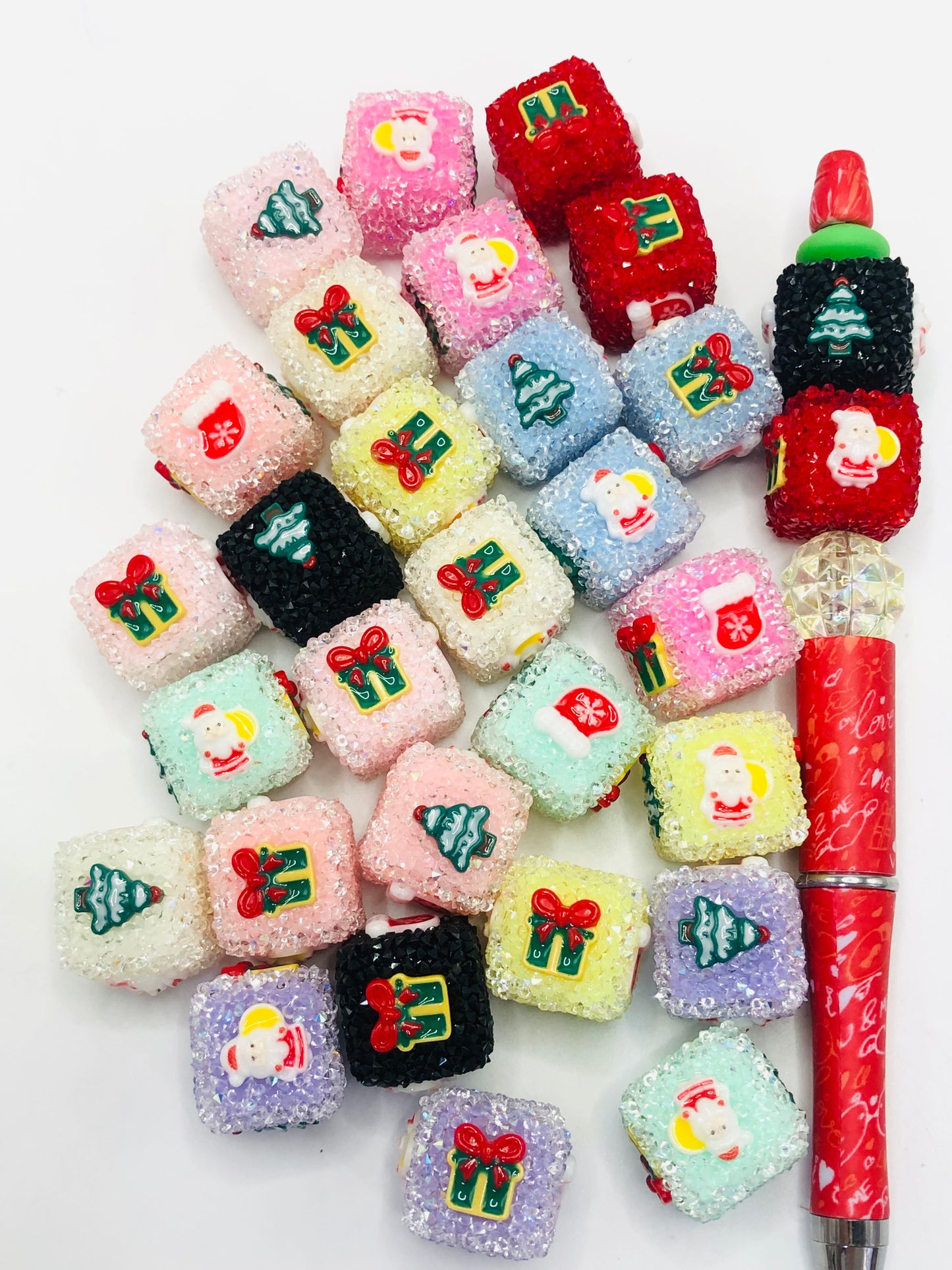 square Sugar beads Christmas collection colorful 20mm Random Mix