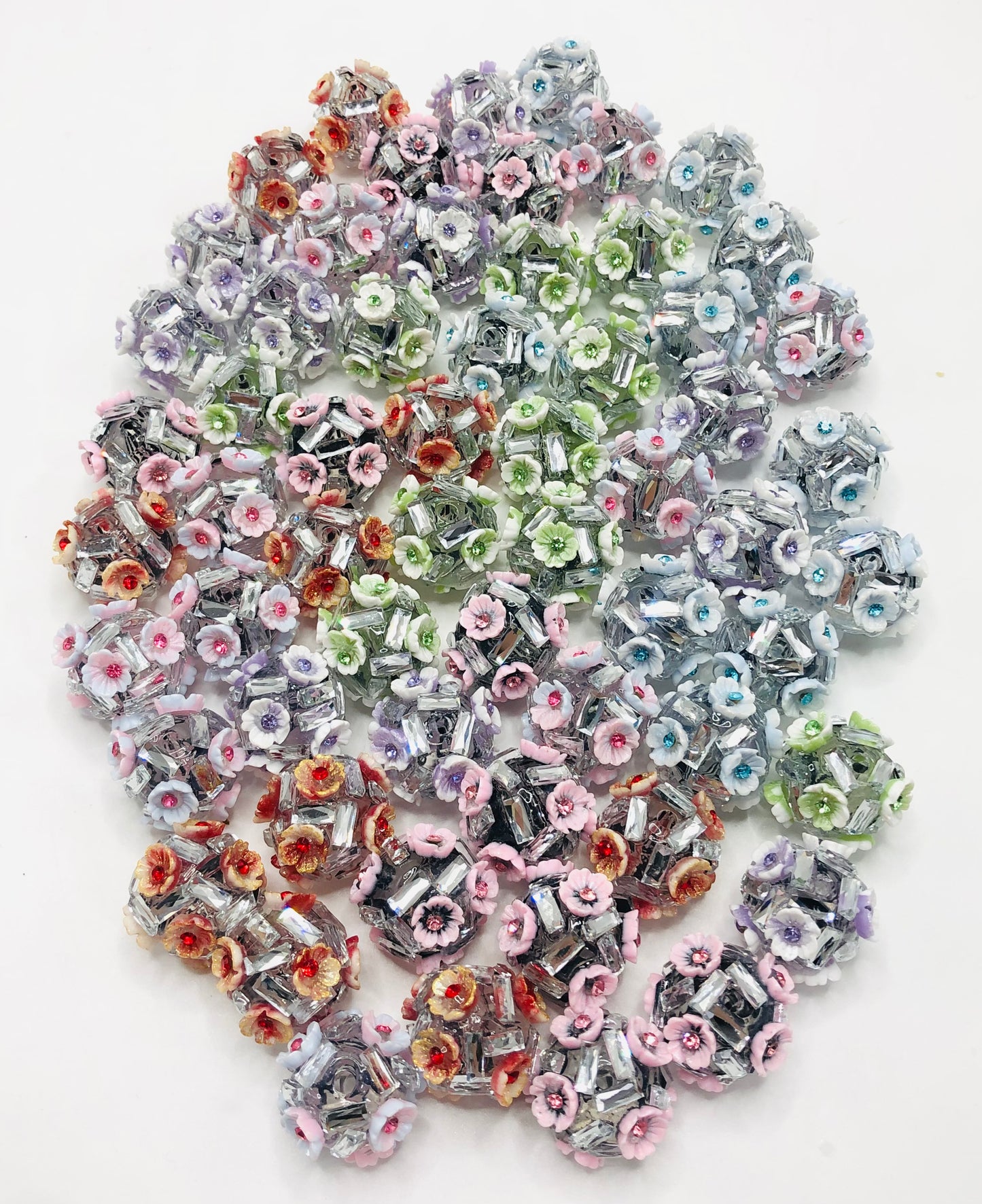 Fancy Flower bead Square crystal drill 20mm Random Mix