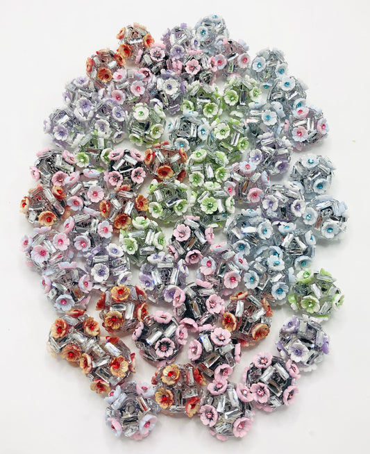 Fancy Flower bead Square crystal drill 20mm Random Mix