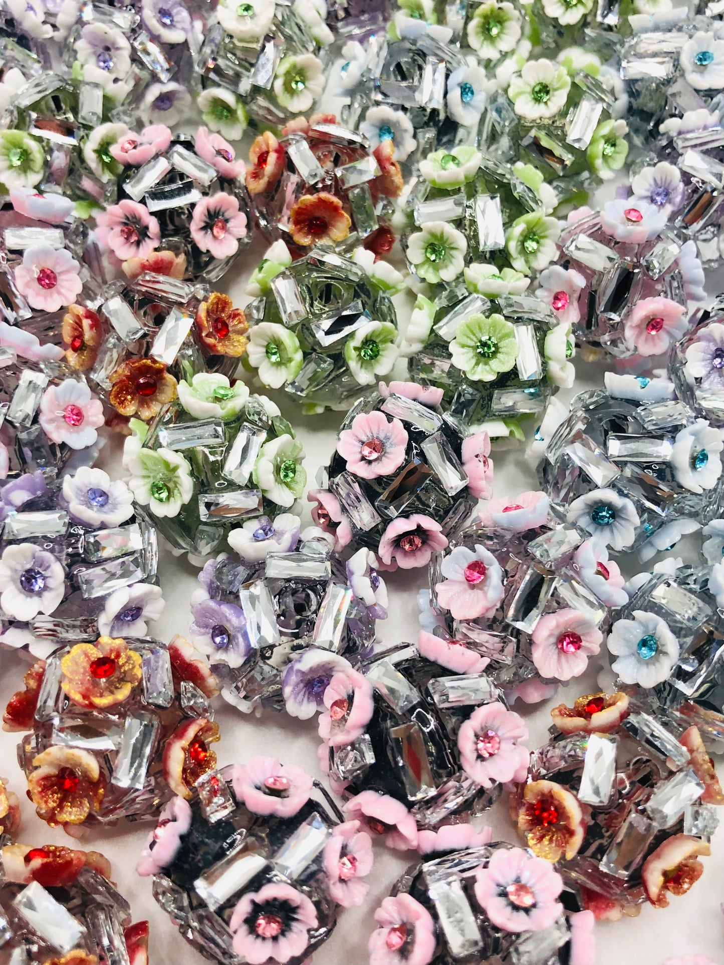 Fancy Flower bead Square crystal drill 20mm Random Mix