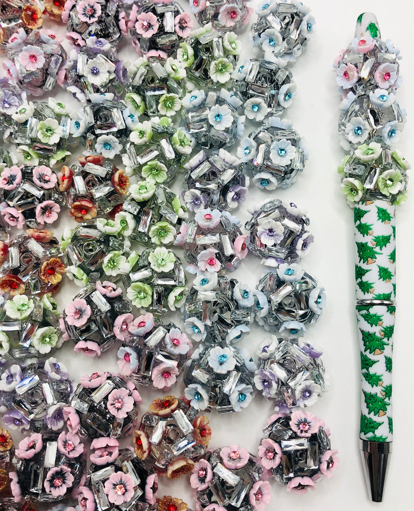 Fancy Flower bead Square crystal drill 20mm Random Mix