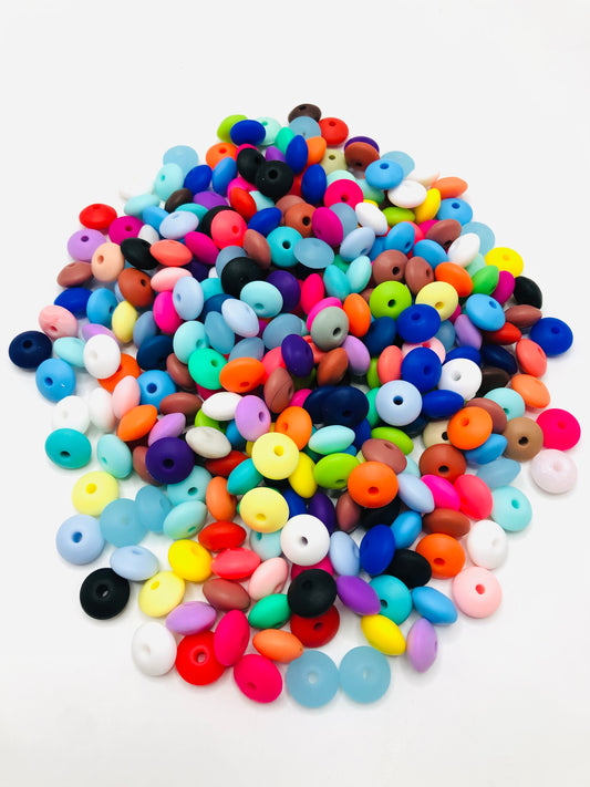 Silicone Lentil Beads & Spacers,Random Mix,12mm