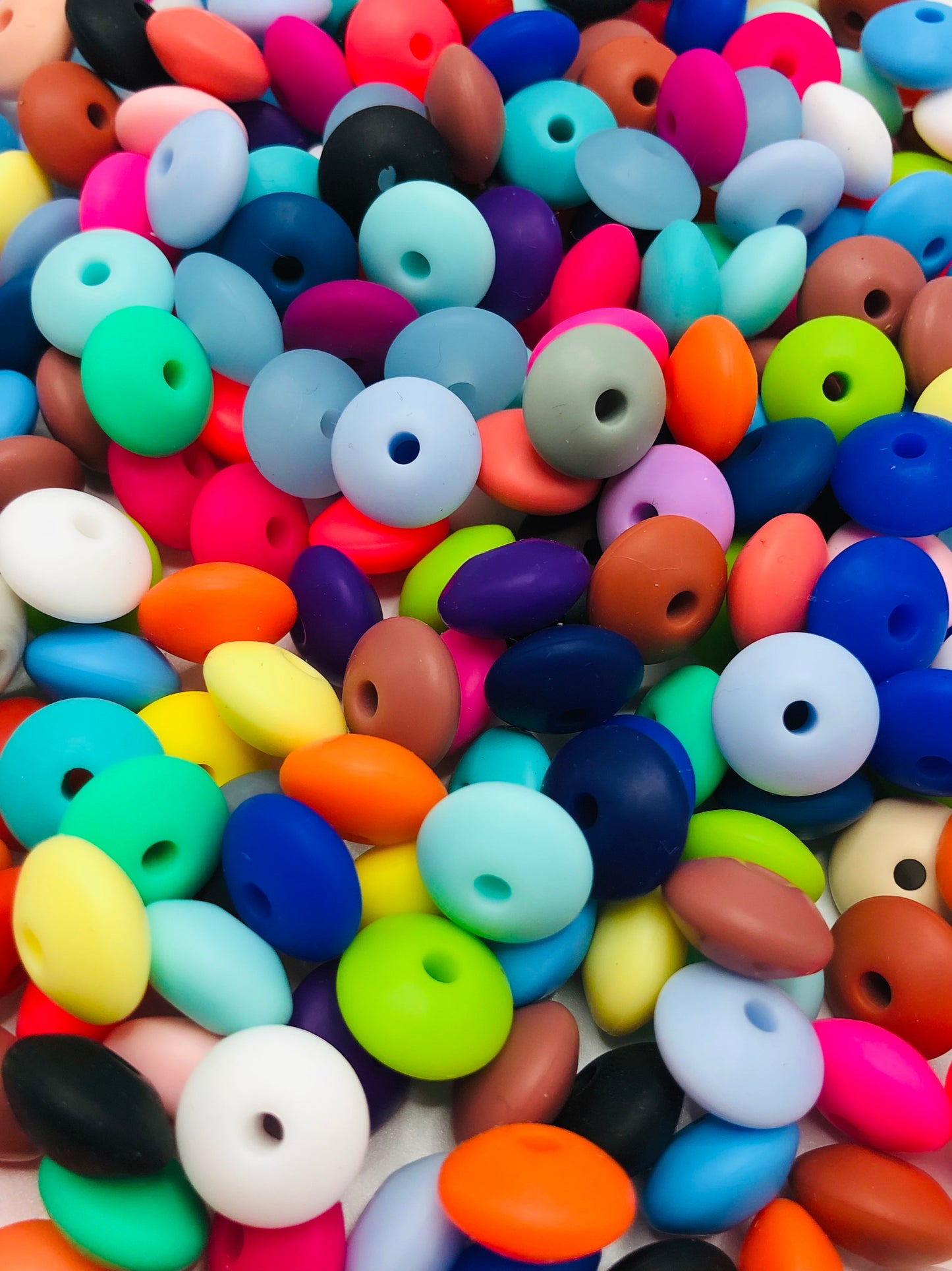 Silicone Lentil Beads & Spacers,Random Mix,12mm