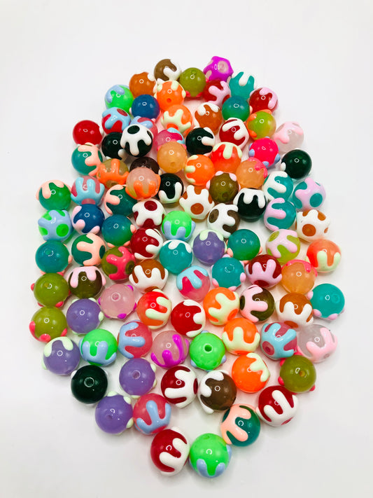 acrylic Drip bead Candy color Hand-painted bead multicolour Random Mix