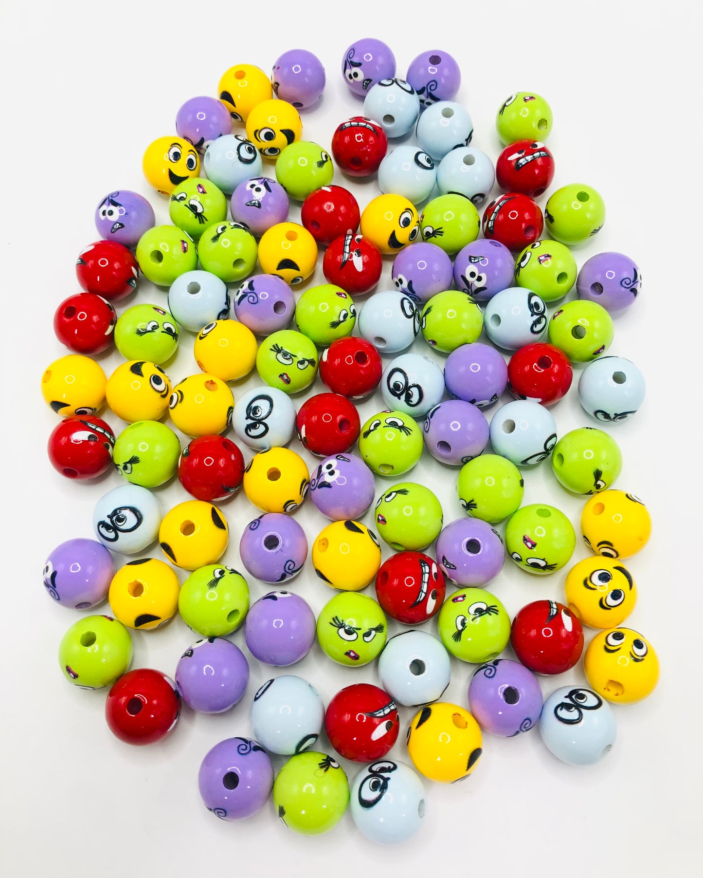 Acrylic Inside Out Emoji bead Chroma 16mm Random Mix