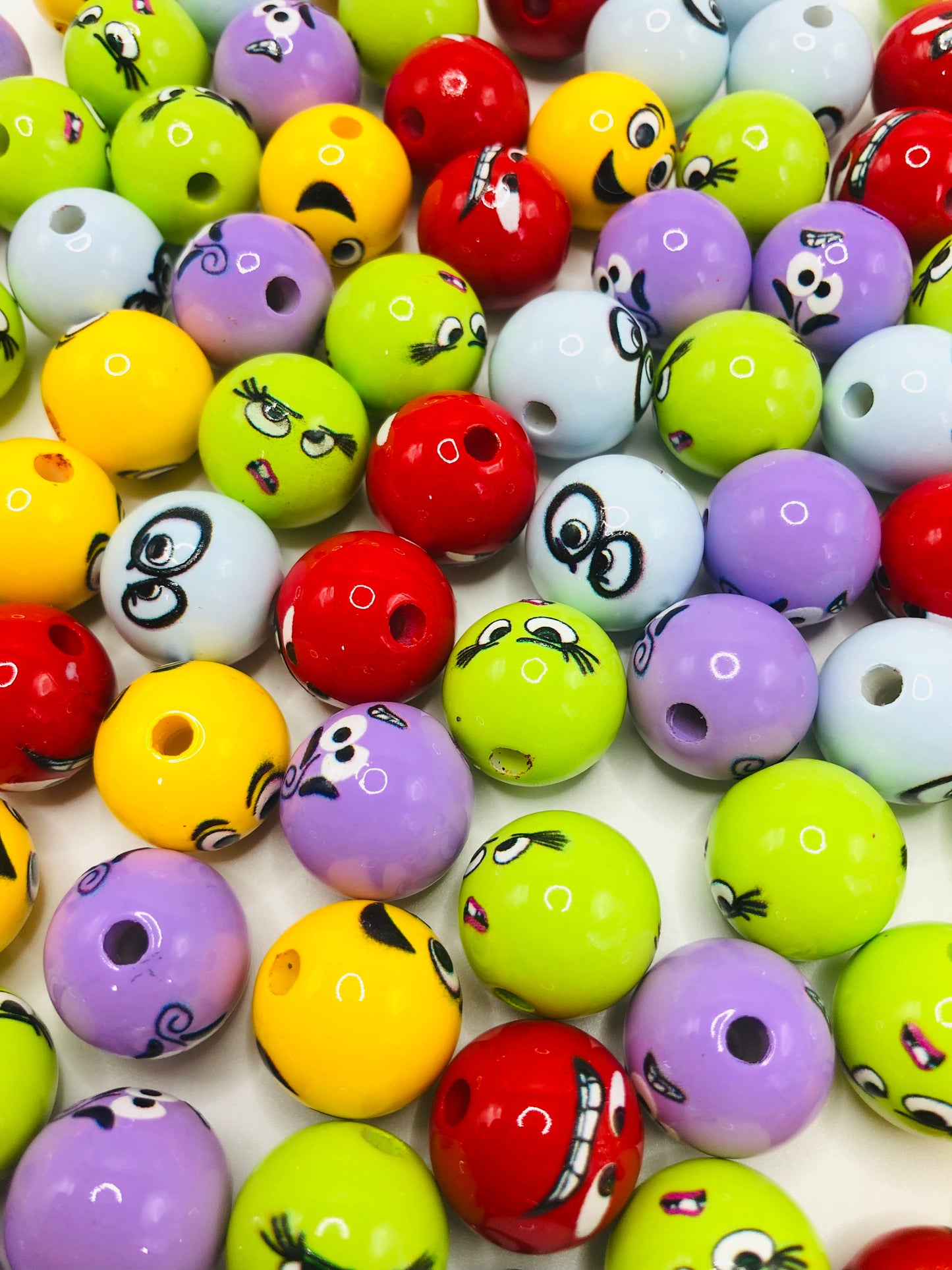 Acrylic Inside Out Emoji bead Chroma 16mm Random Mix