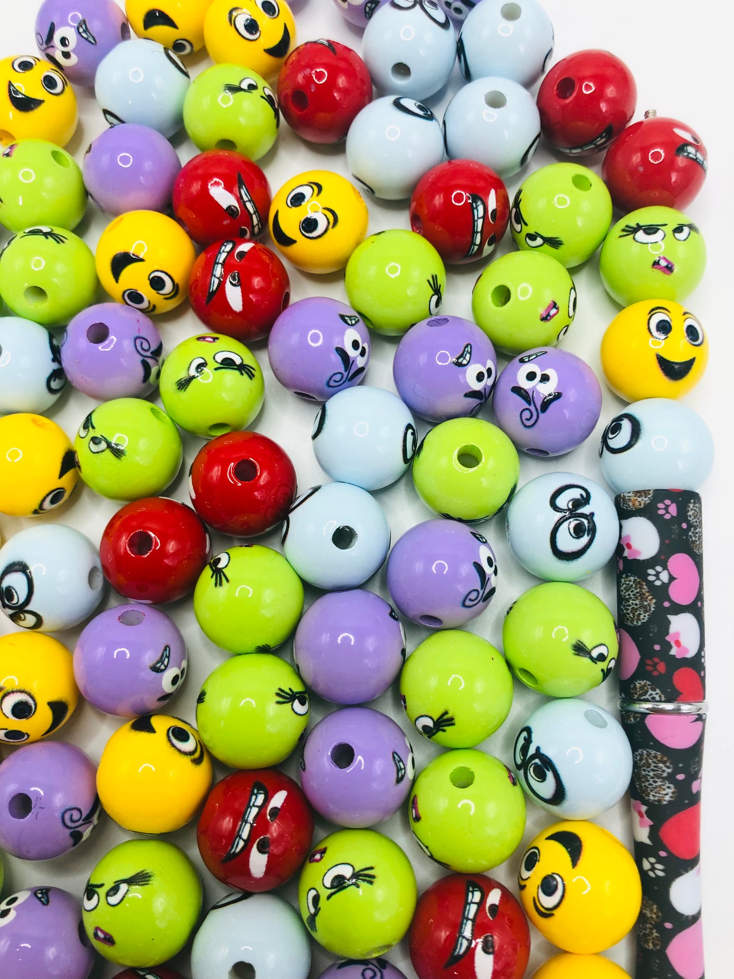 Acrylic Inside Out Emoji bead Chroma 16mm Random Mix