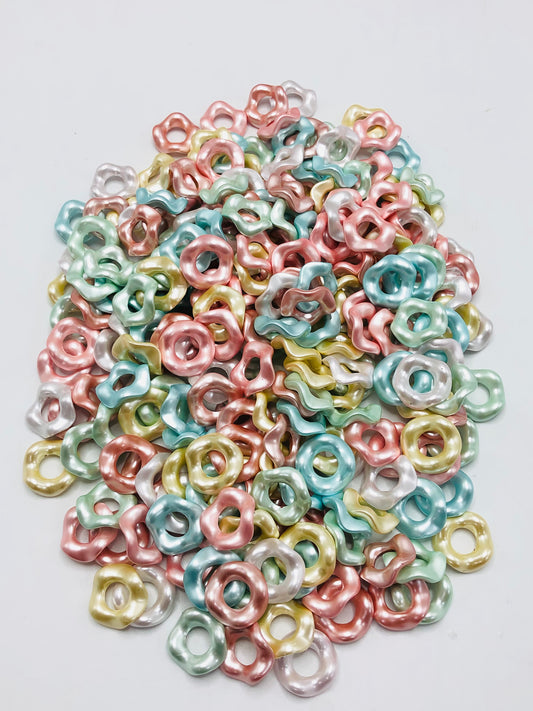 spacer Glossy Wave Shape Acrylic Spacer Beads And Solid Color Random Mix,15mm