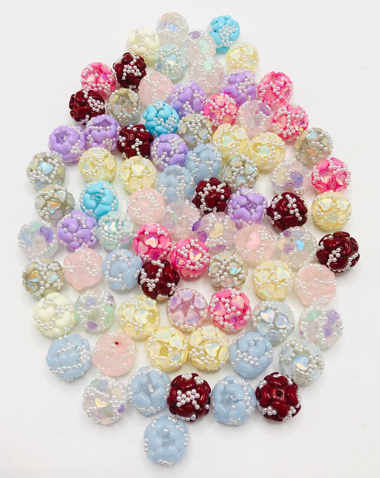 Heart bead love Valentine's Day collection Love bead Acrylic and clay love beads 17mm  Random Mix