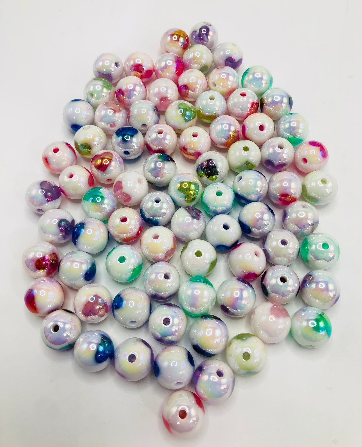 acrylic love heart filled multicolour UV Bead 16mm Random Mix