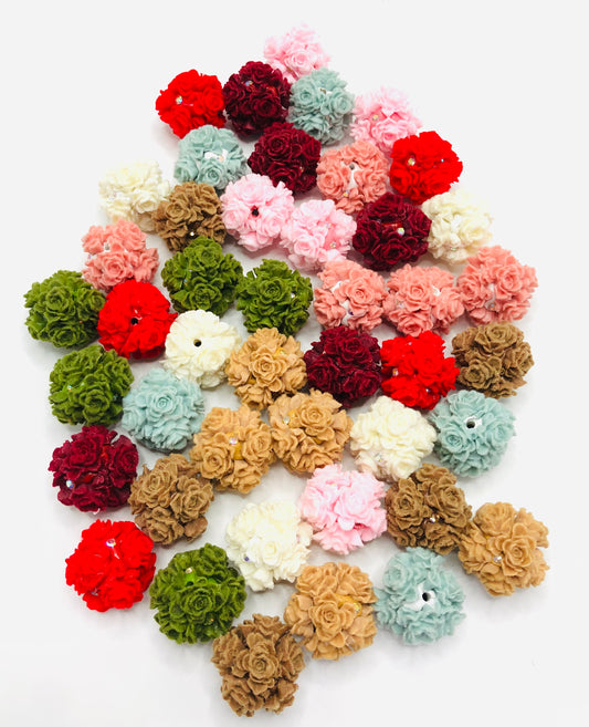 Flower bead Flocked flower beads Fuzzy Chroma Flower Bead 25mm Random Mix