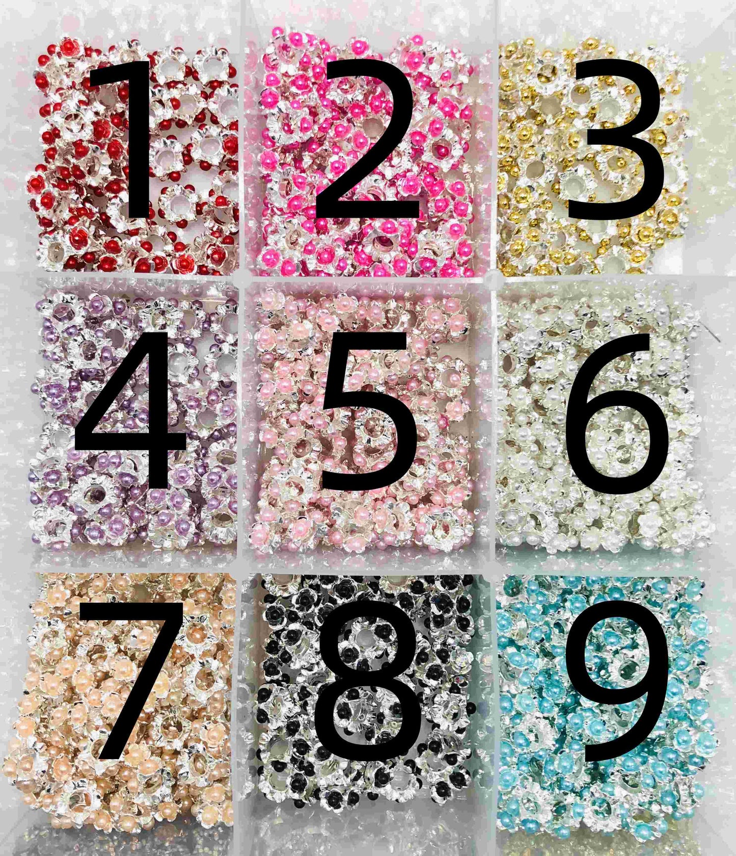 metal spacer Colored pearl bubble Metal flower spacer 15mm Random Mix