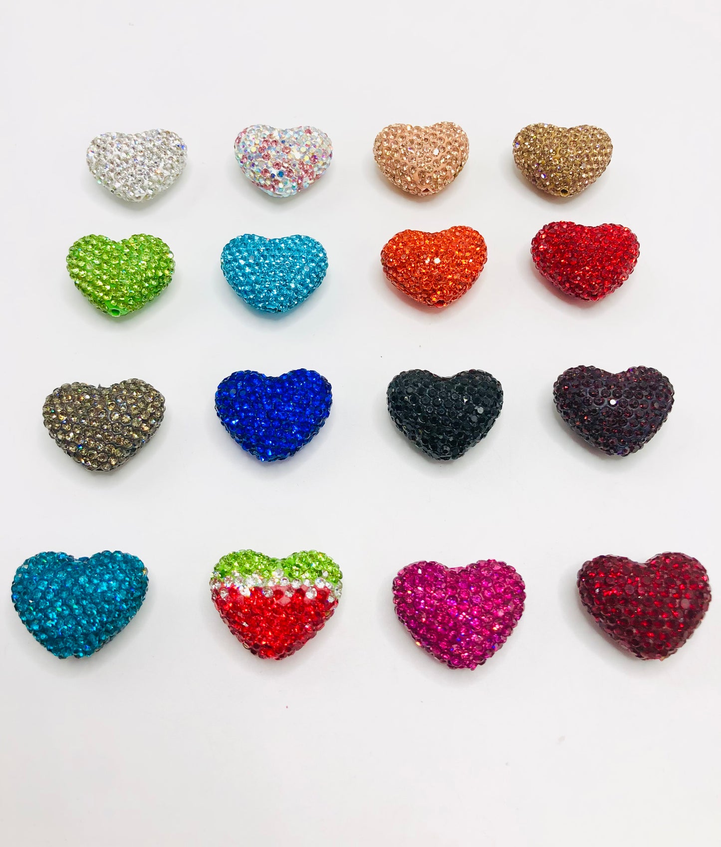 clay rhinstone Clay love Heart bead Valentine's Day Clay and drill beads Random Mix