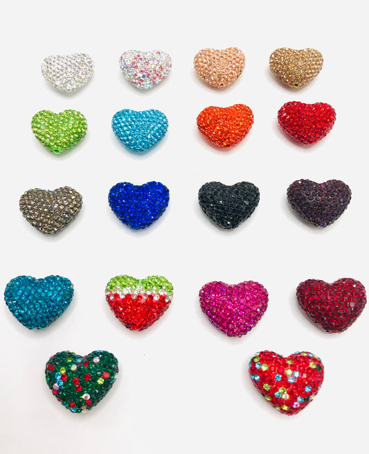 clay rhinstone Clay love Heart bead Valentine's Day Clay and drill beads Random Mix