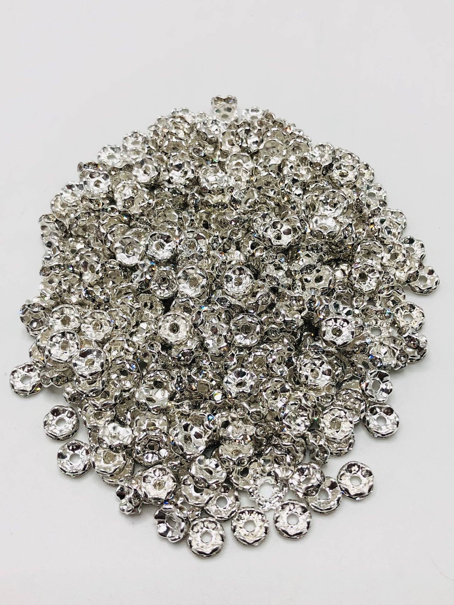 Silver Wavy Spacer Mix Color Silver Metal Wavy Spacer Beads And Multi-colored Rhinestones,4mm,6mm,8mm