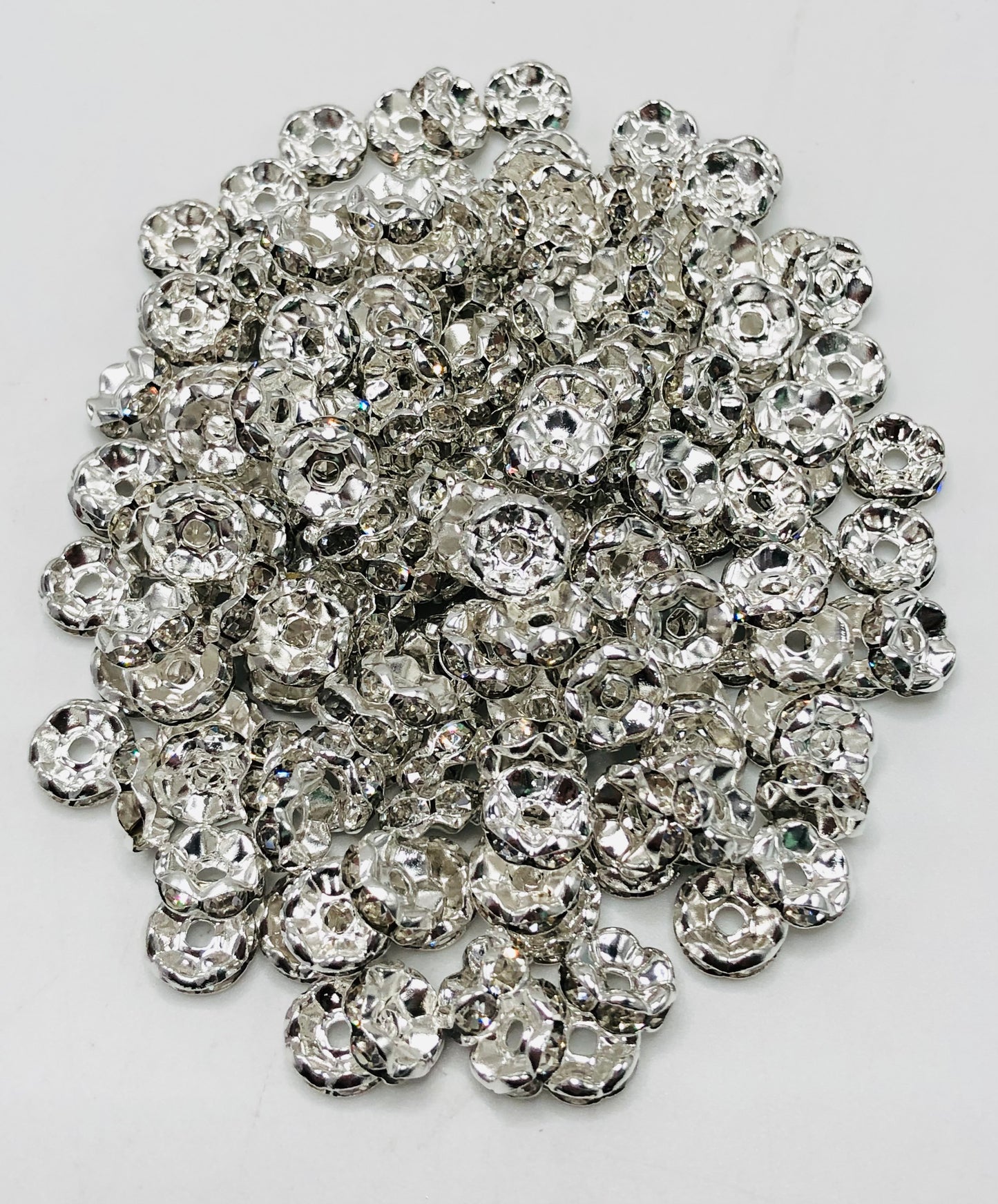 Silver Wavy Spacer Mix Color Silver Metal Wavy Spacer Beads And Multi-colored Rhinestones,4mm,6mm,8mm