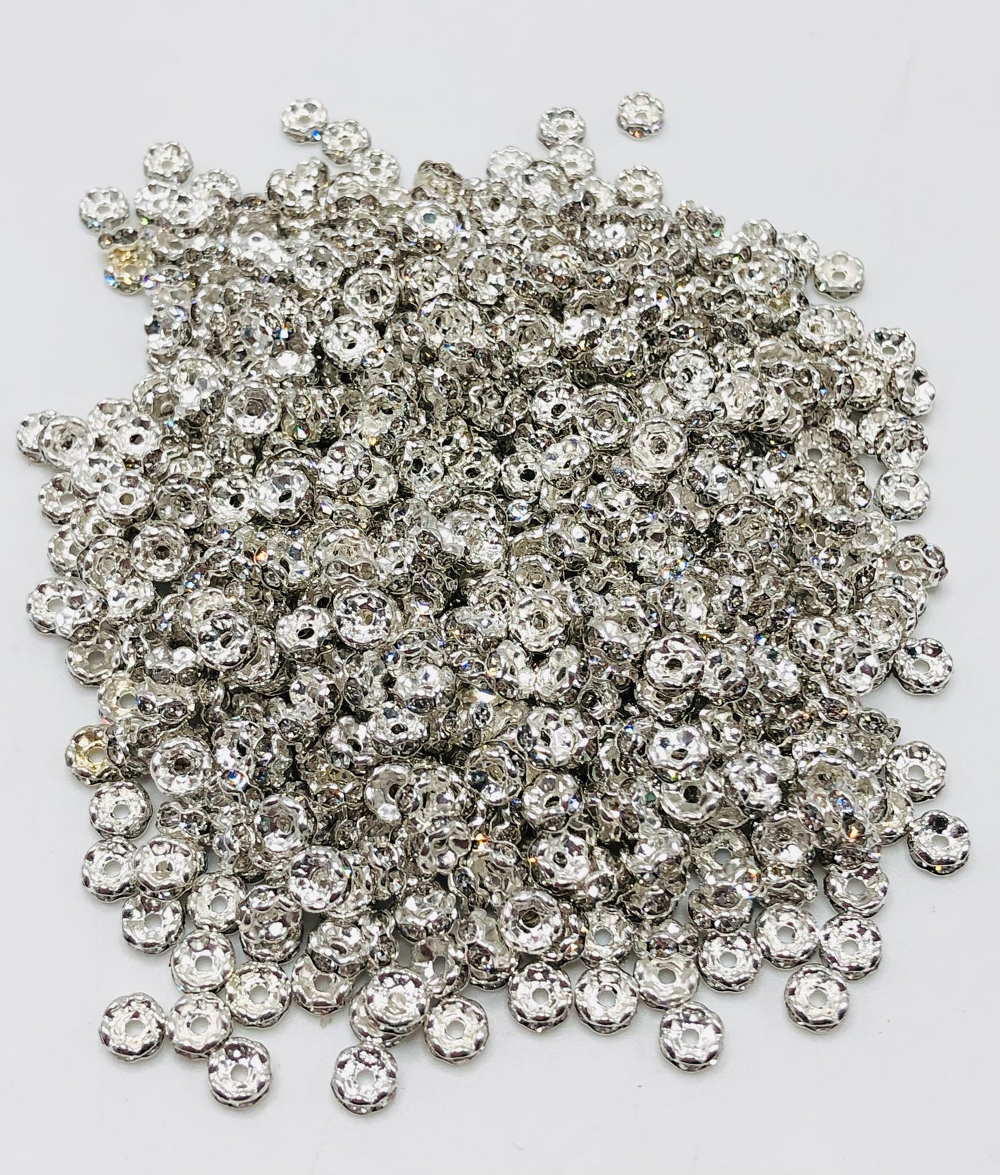 Silver Wavy Spacer Mix Color Silver Metal Wavy Spacer Beads And Multi-colored Rhinestones,4mm,6mm,8mm