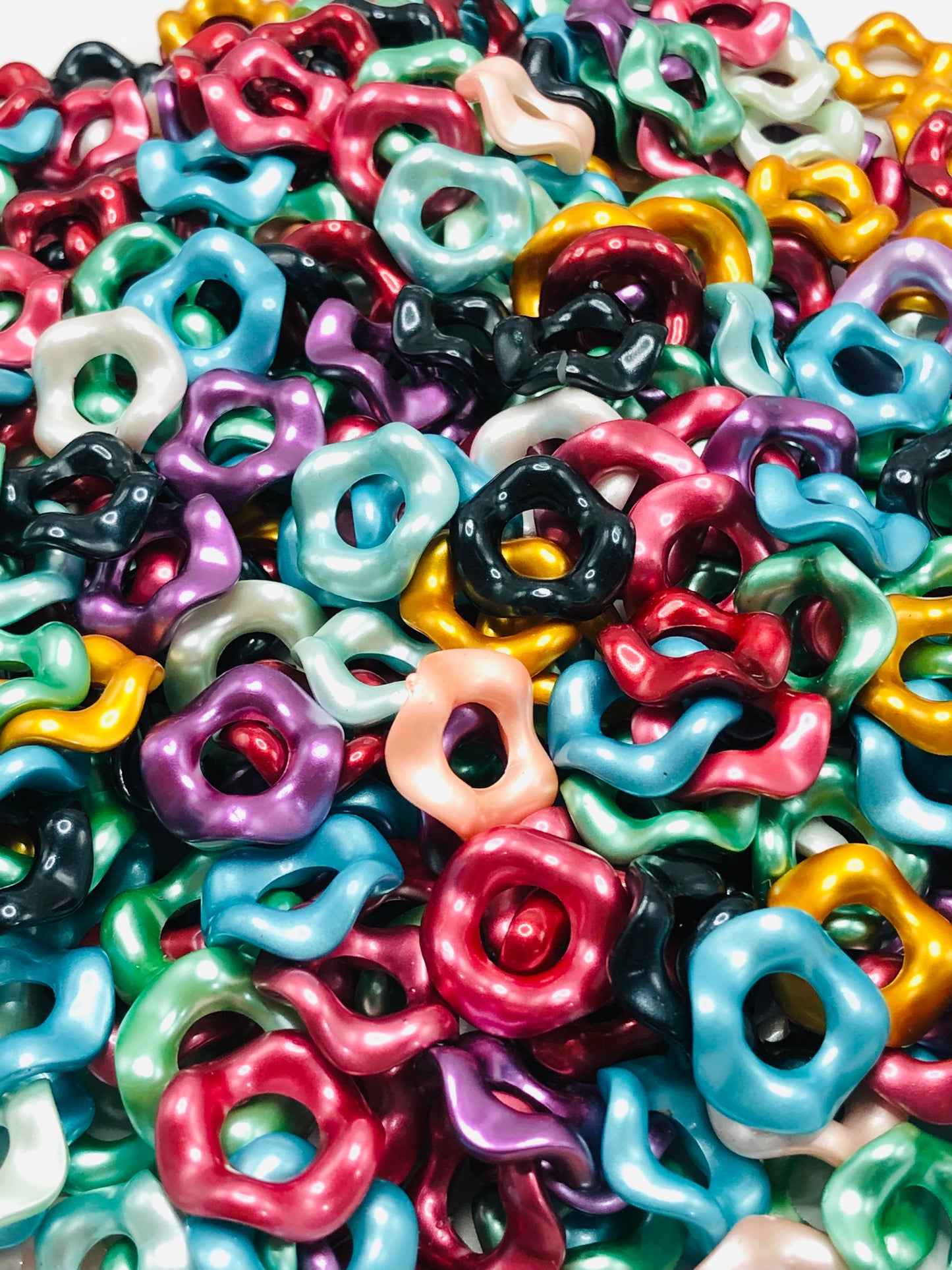 Glossy Wave Shape Acrylic Spacer Beads And  Solid Color, Dark color Random Mix,15mm