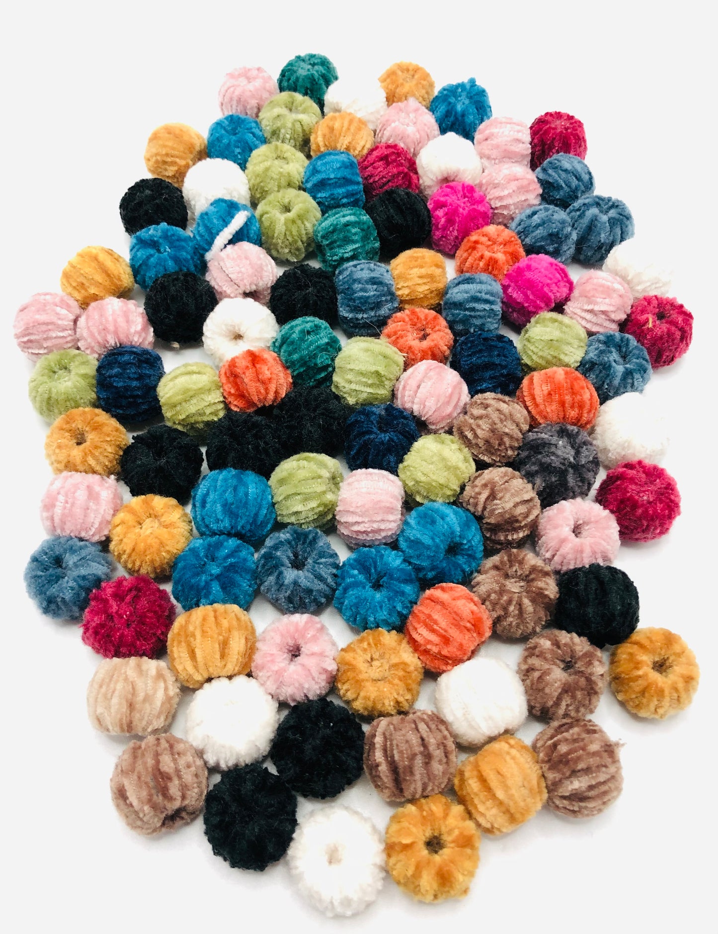 Fuzzy bead corduroy wool Colored bead 16mm Random Mix