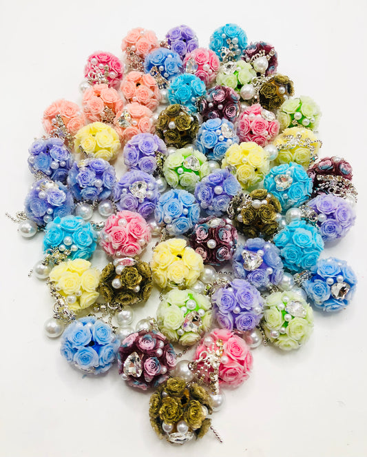 Flower bead Chain pendant heart Rhinestone Pearl pendant Clay flower beads Random Mix 22mm