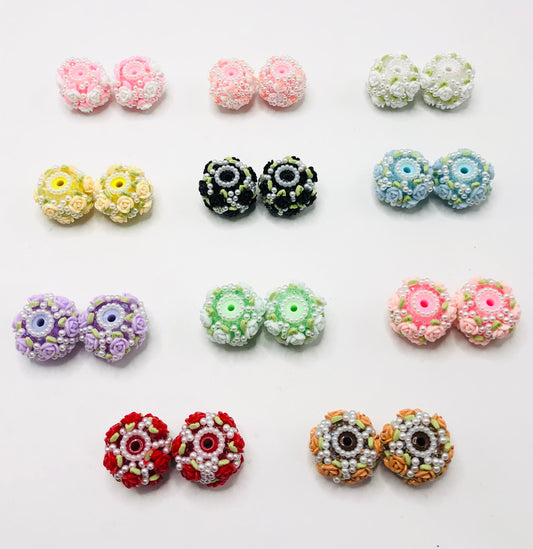 Acrylic flower beads rose Pearl bubble Multicolor flower beads 23mm Random Mix