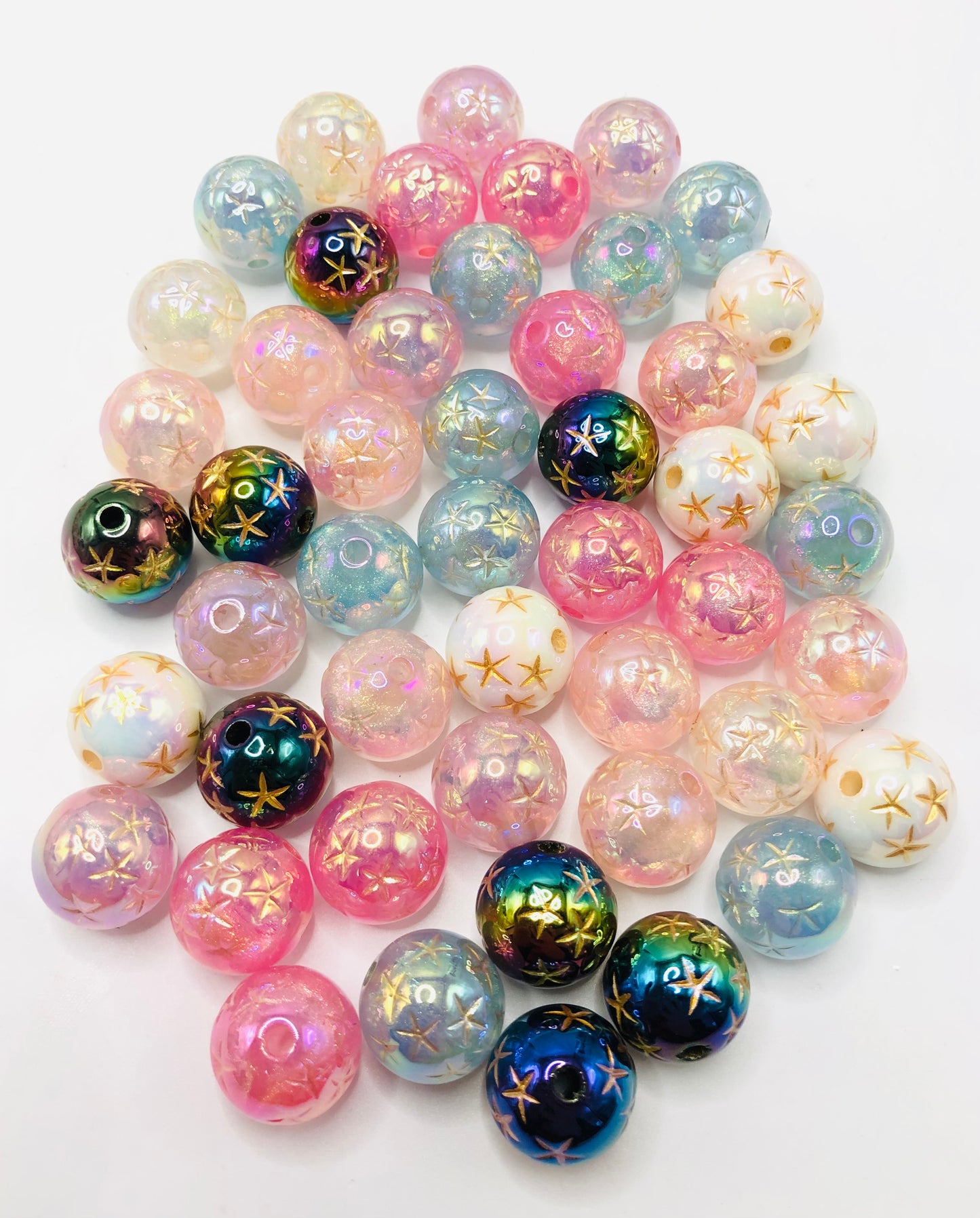 acrylic Star bead Golden star Star print Star line Bead 146mm Random Mix