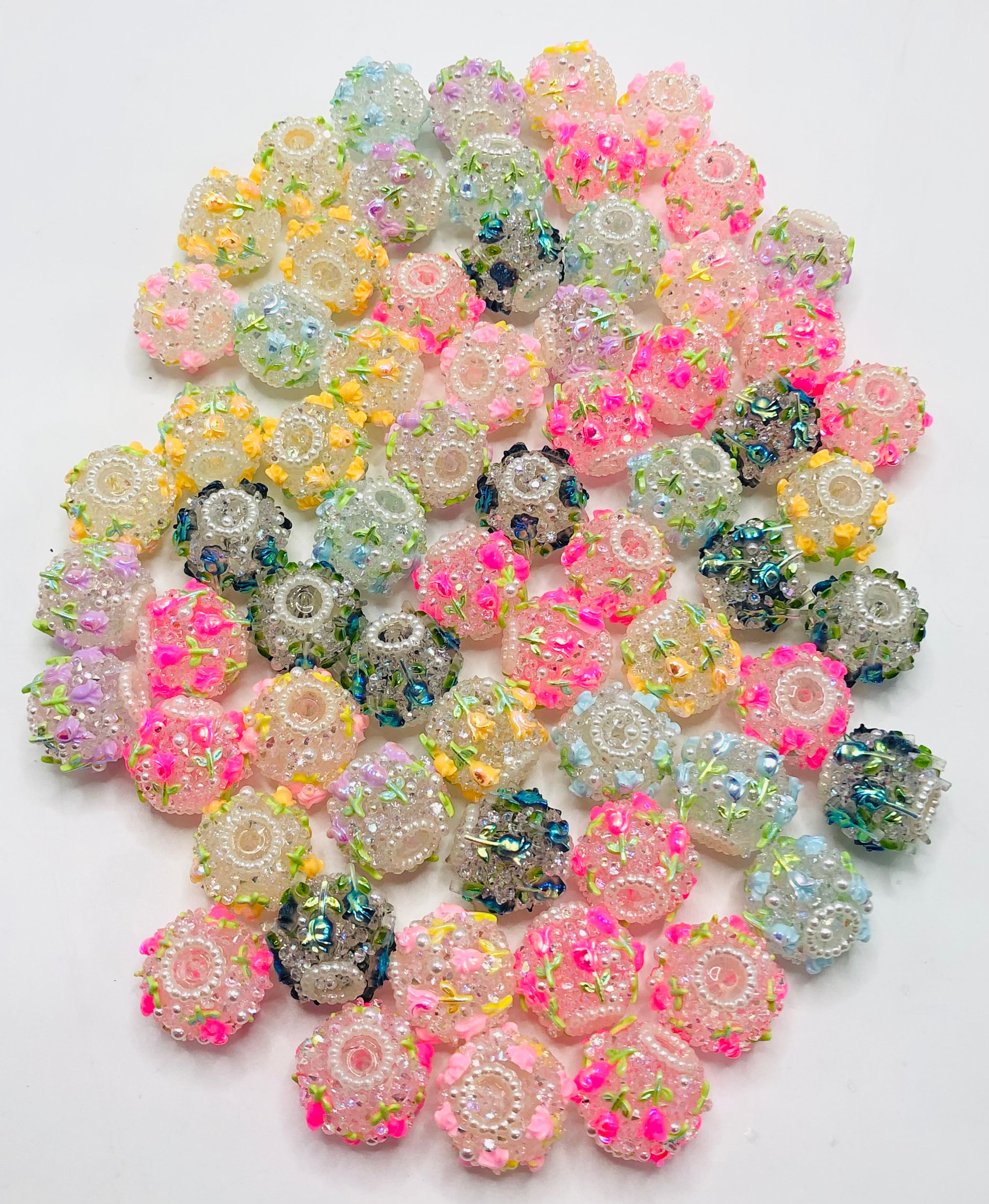Flower bead multicolour rose Bouquet of flowers Pearl rhinestone Strin ...