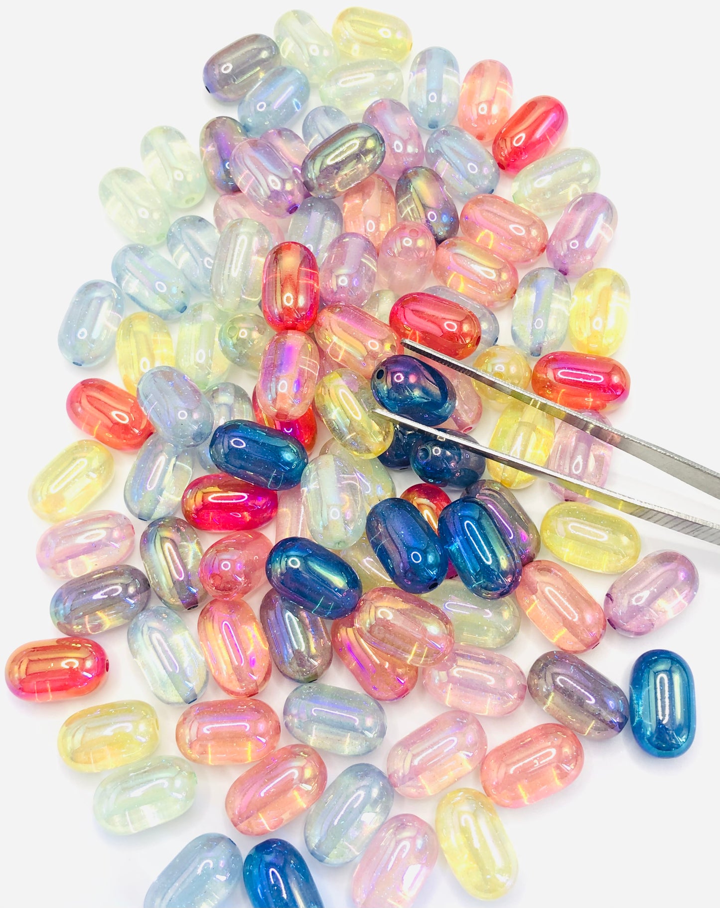 Acrylic bead Jelly bean beads Capsule beads Acrylic UV colorful ellipsoid Bead Grape Random Mix 12MM