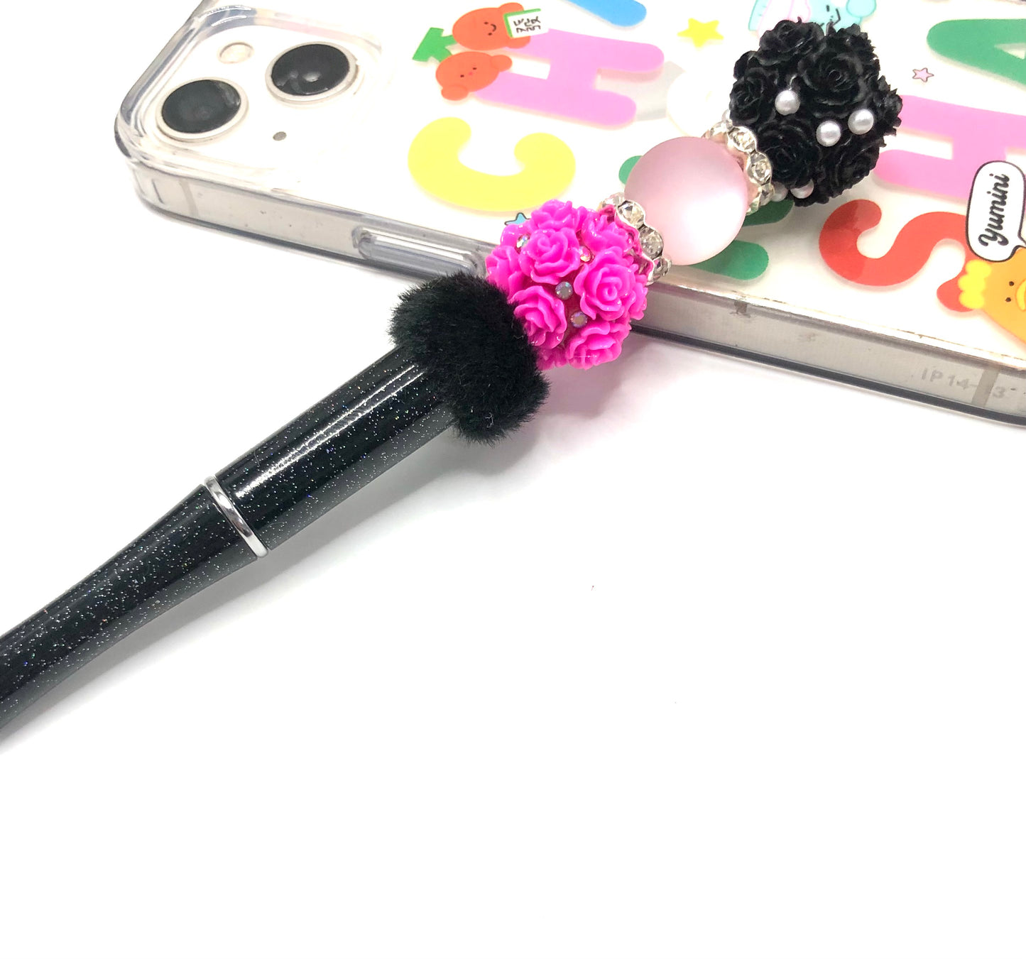 Clay bead rose flower bead Pearl rhinestone String of beads 21mm Random Mix