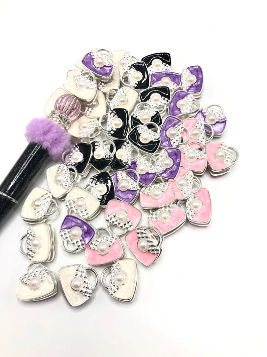 metal alloy bead handbag Bag pursebead Pearl rhinestone charm pendant 17mm Random Mix